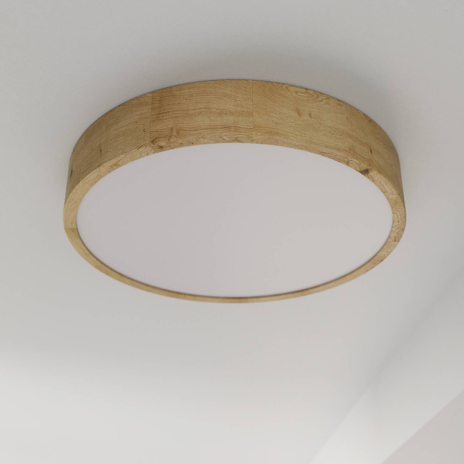 Lampa sufitowa Cleo, Ø 48 cm, 4-punktowa, drewno dębowe, E27