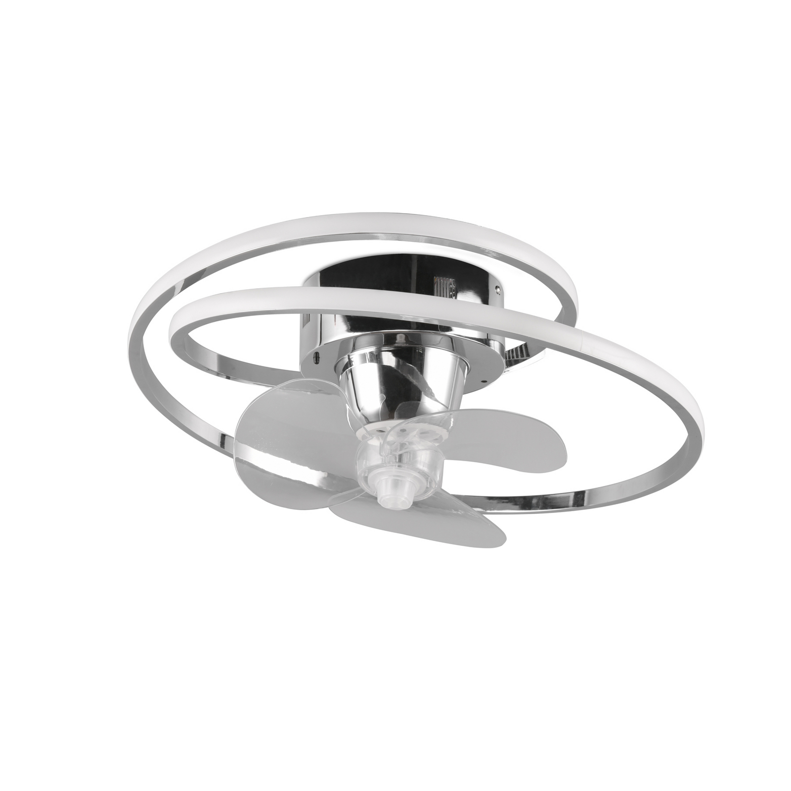 Ventilator LED Umea, crom, DC, silențios, Ø 50 cm, CCT, telecomandă