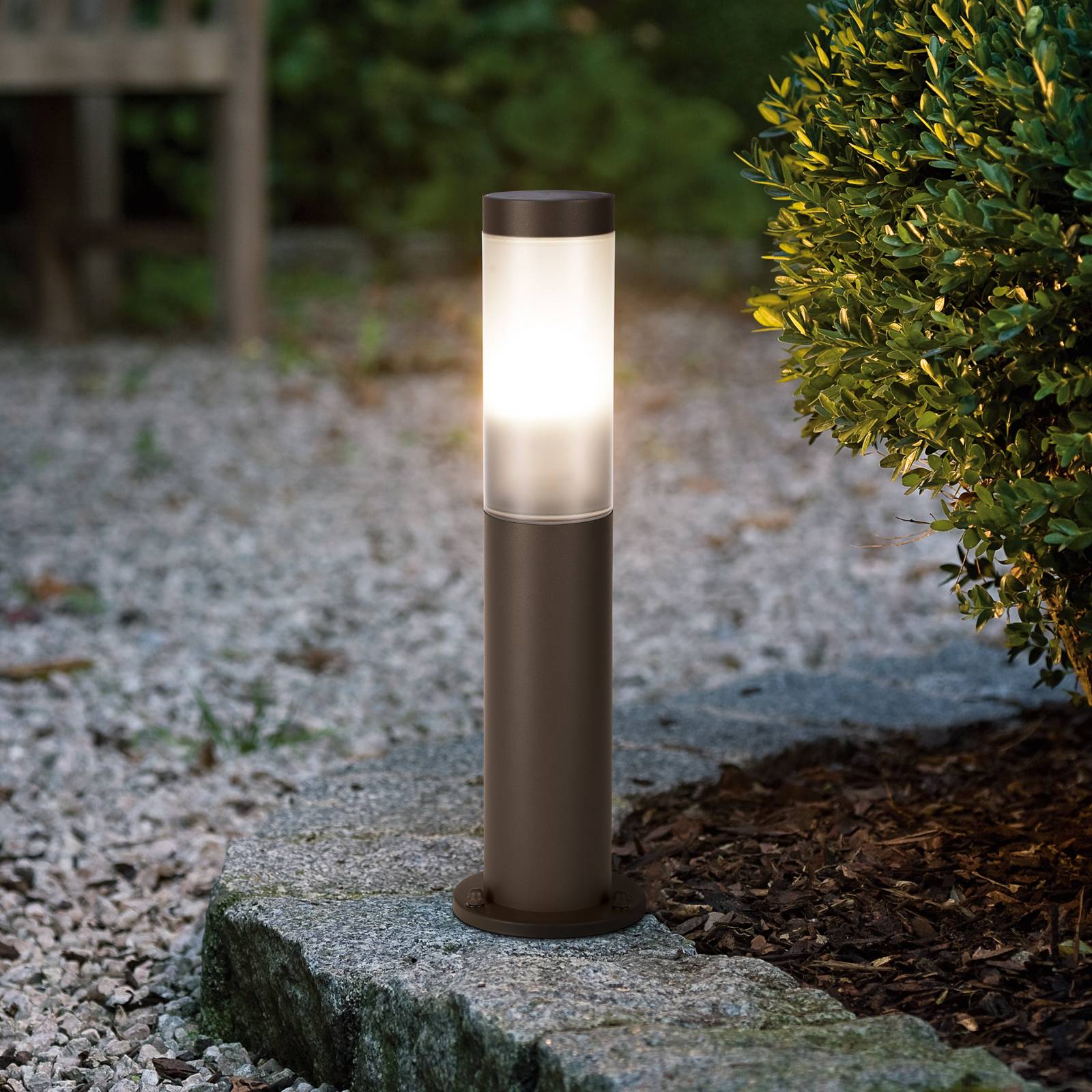 EGLO Lampe sur pied Helsinki, brun rouille Hauteur 45 cm Acier inoxydable, capteur