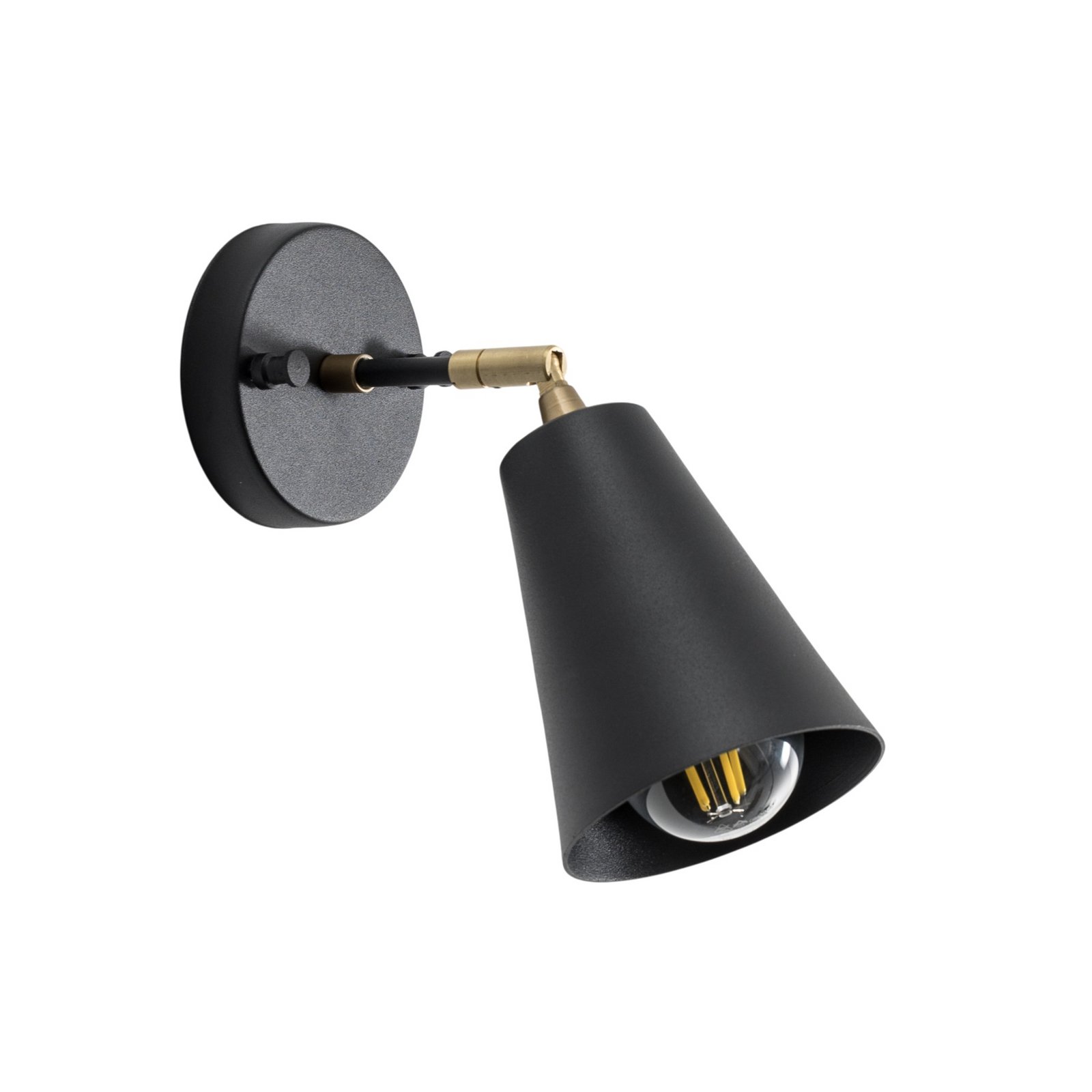 Wandlamp Evander, zwart/goud, metaal, hoogte 21 cm, E27