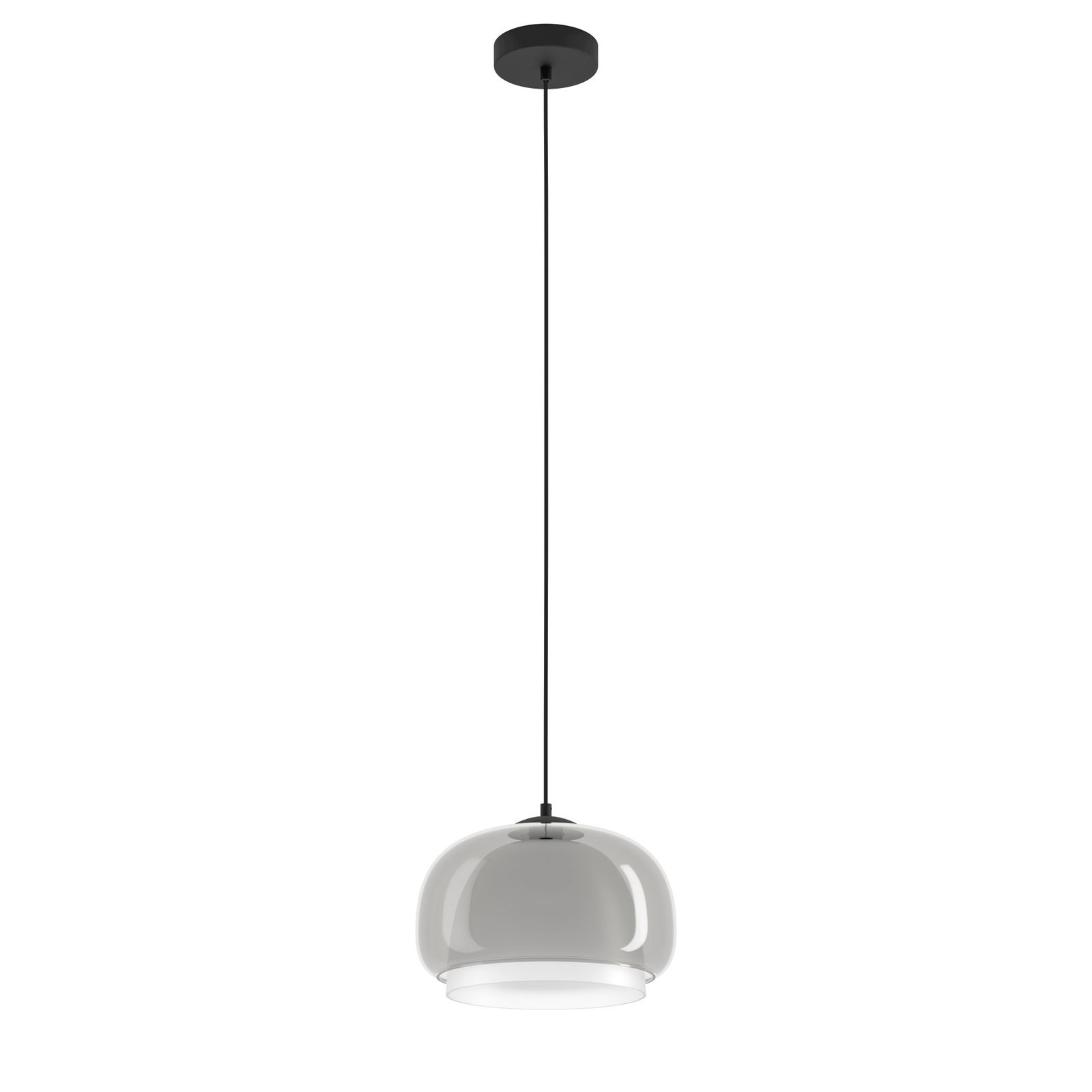 Hängeleuchte Belomontejo, Ø 30 cm, schwarz-transparent, Glas