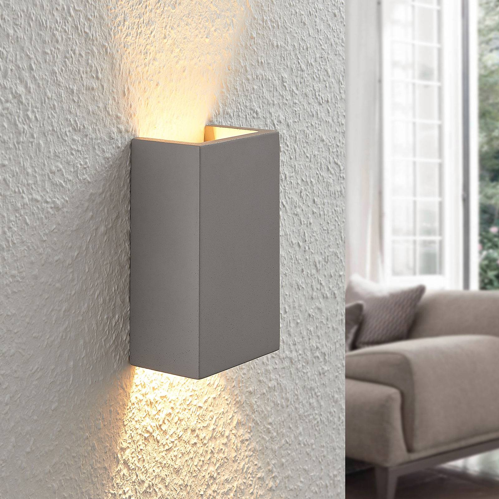 Photos - Chandelier / Lamp Lindby Smira concrete wall light in grey, 11 x 18 cm 