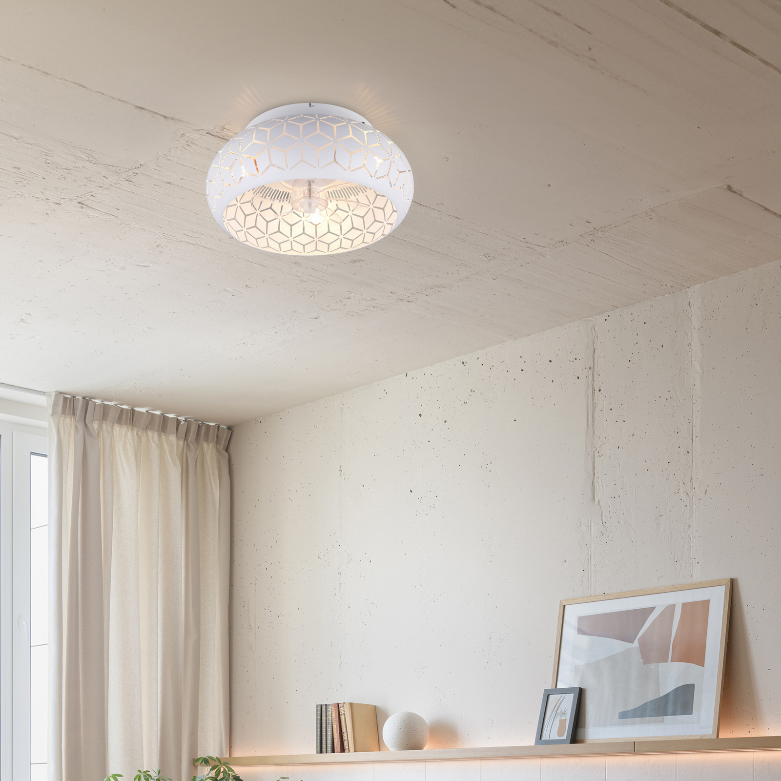 Ventilator cu lumină Bidar, alb, DC, silențios, 50 cm, telecomandă