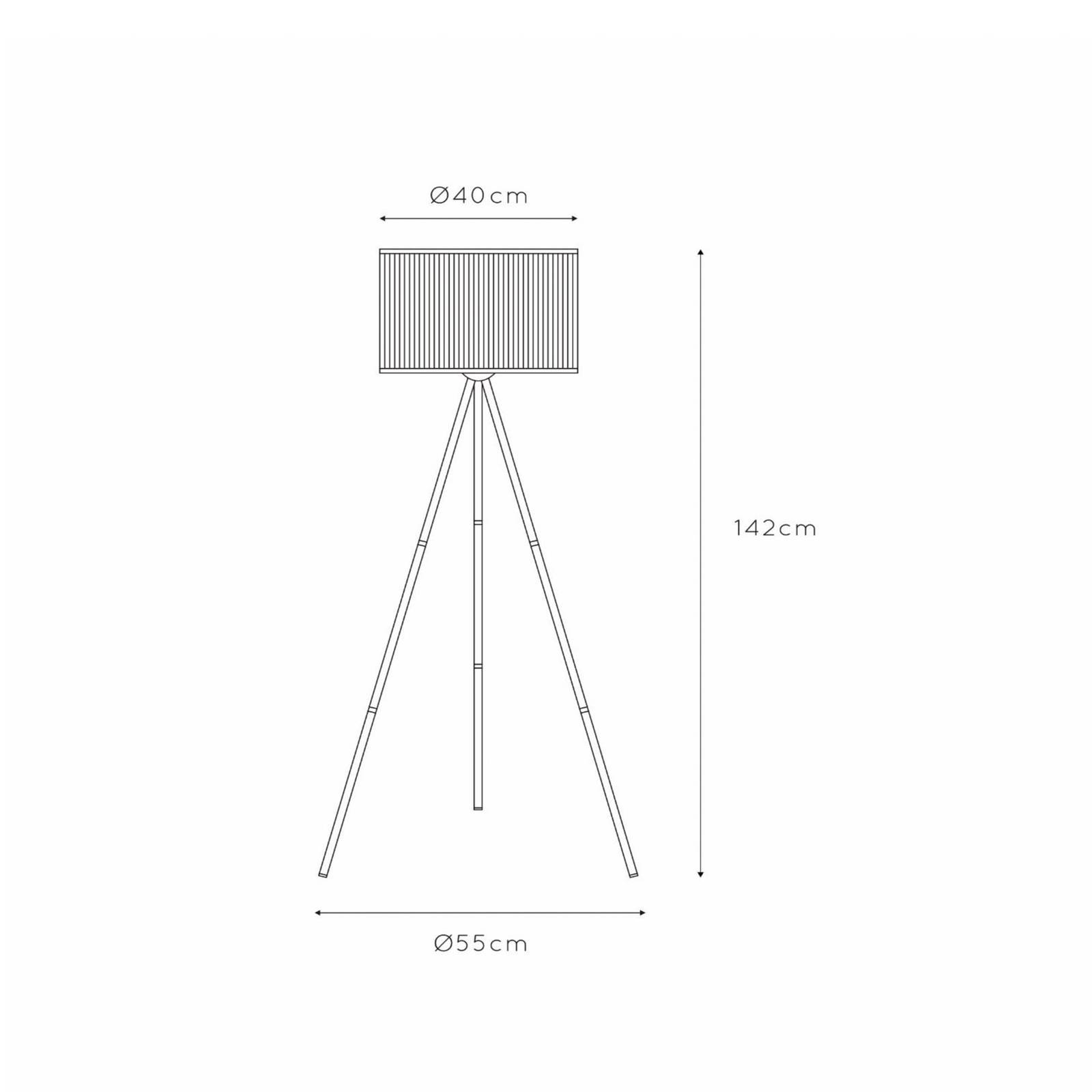 Lucide Tagalog floor lamp made of bamboo, black, tripod