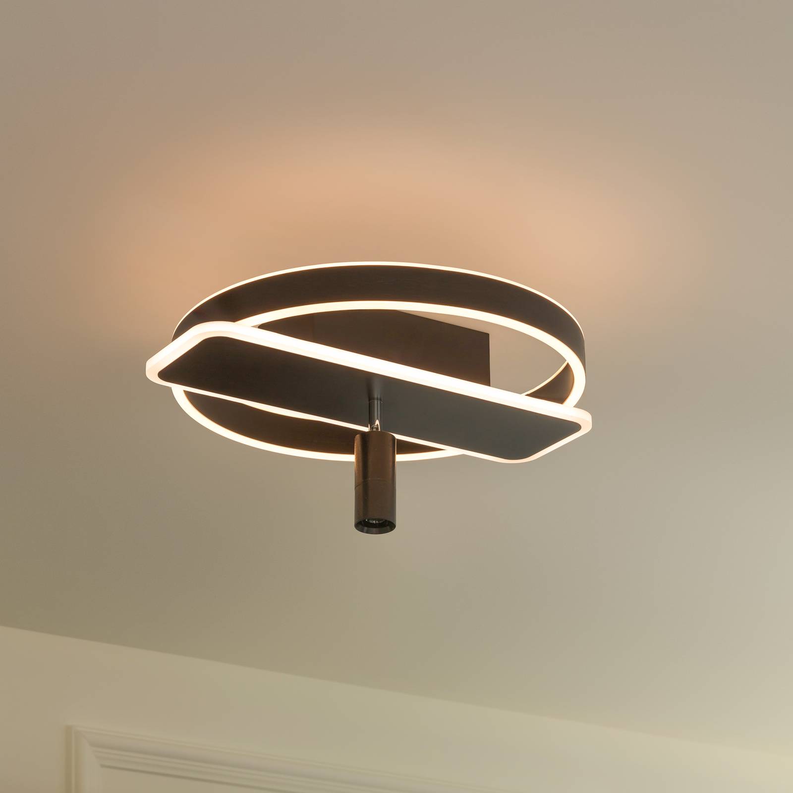 Lucande Damivan plafonnier LED rond noir