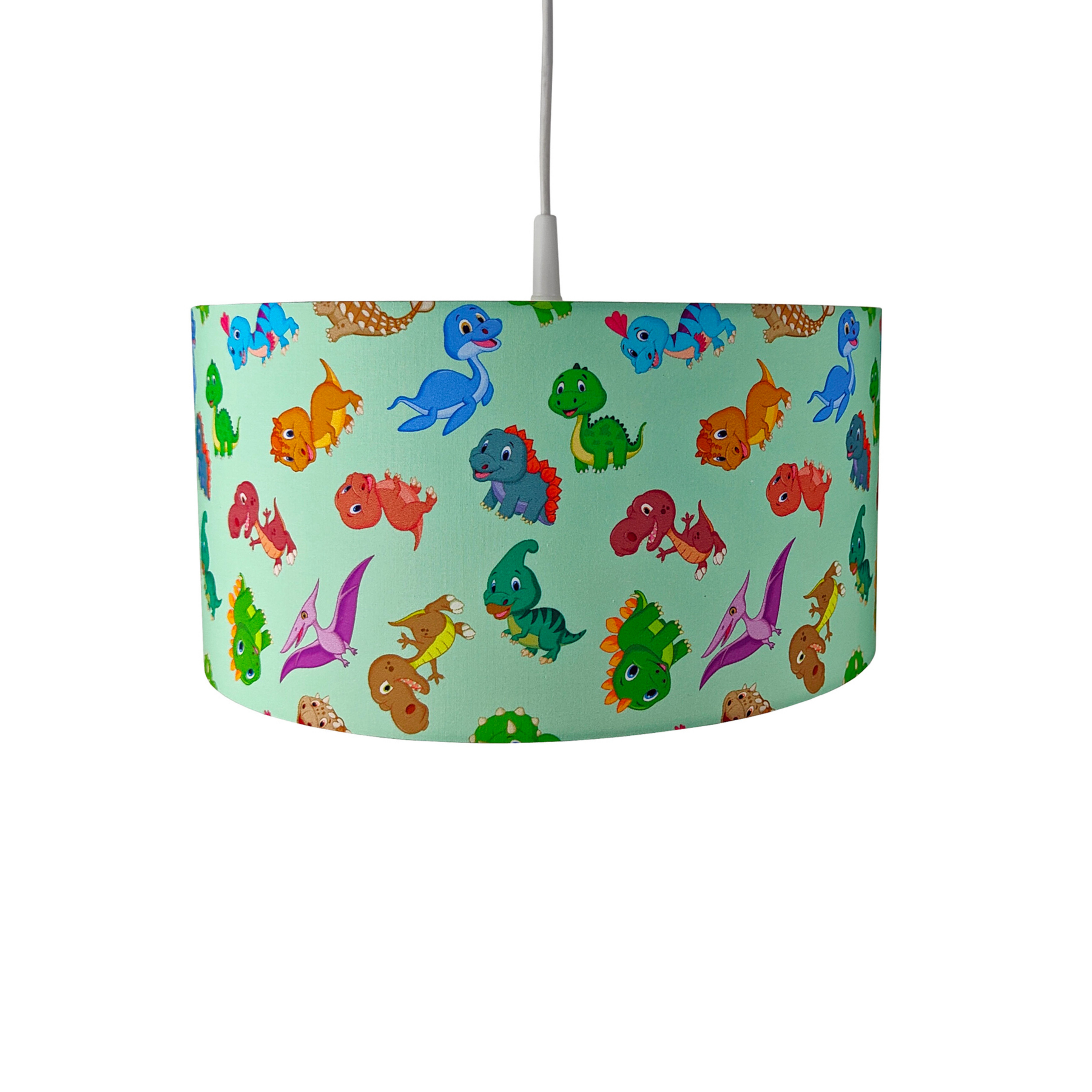Suspension Dinos avec abat-jour en tissu