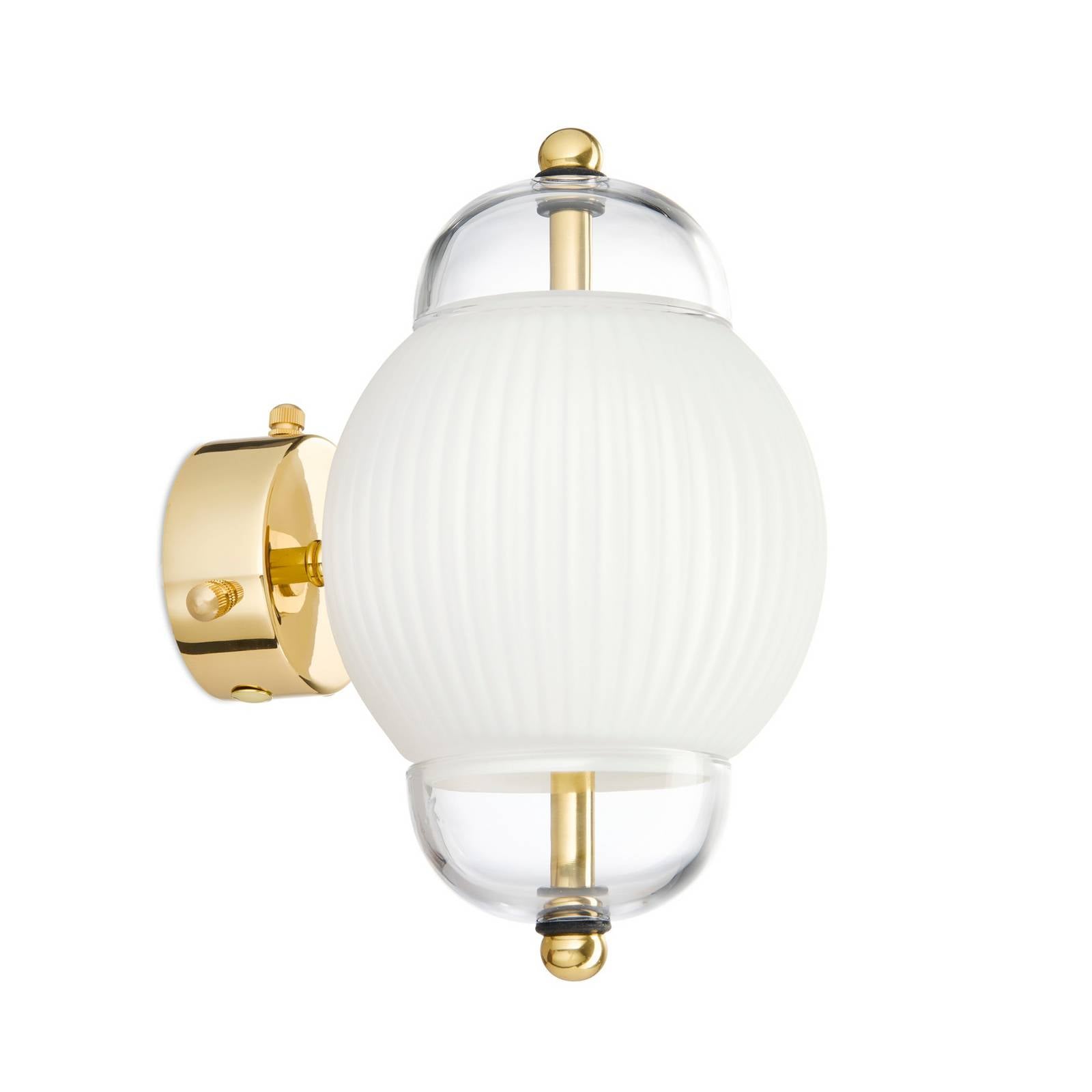 DESIGN BY US Vägglampa Shahin, vit/klar, munblåst glas, G9