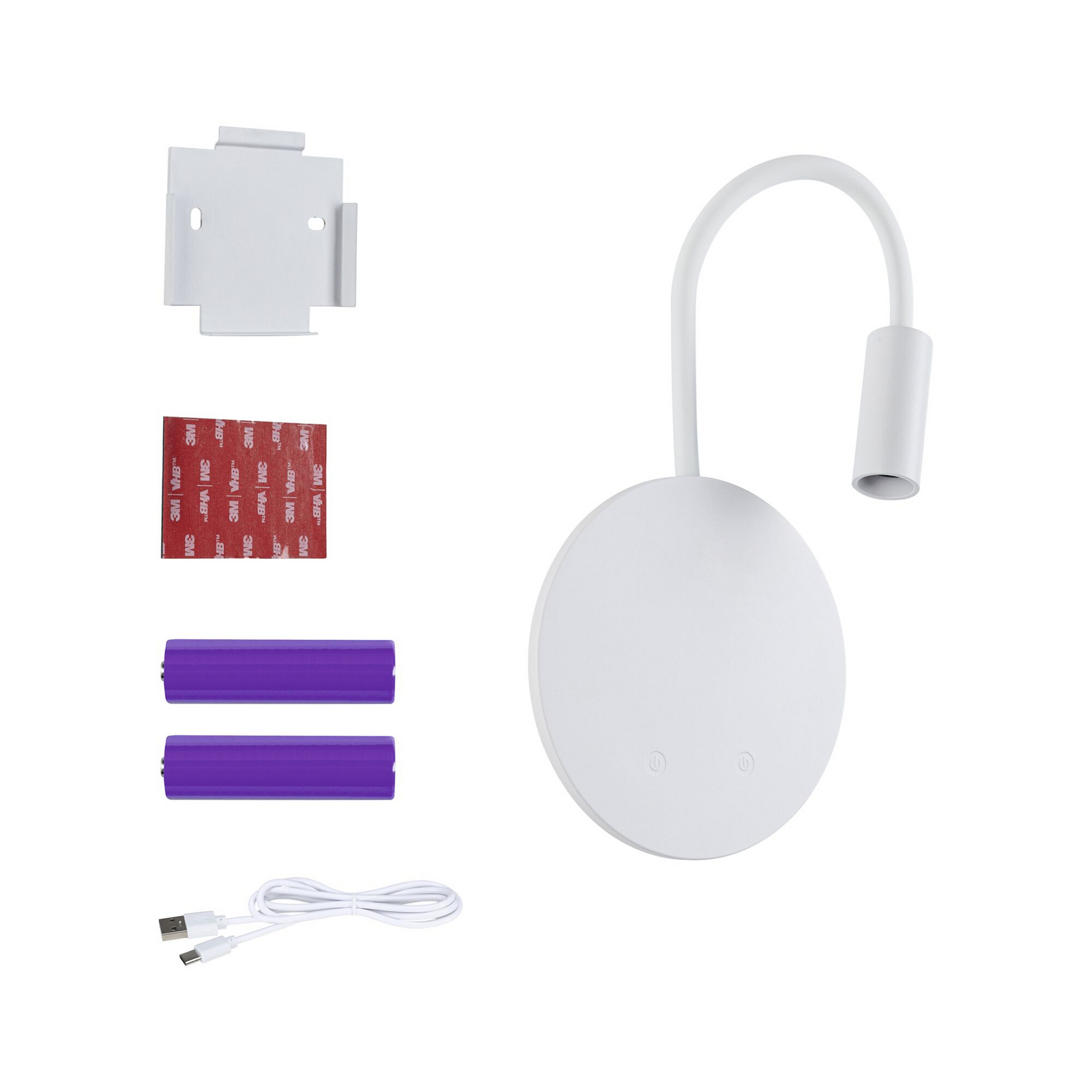 Applique murale LED rechargeable Miora, blanche, bras flexible, variateur Applique murale LED rechargeable Miora, blanche, bras flexible, variateur