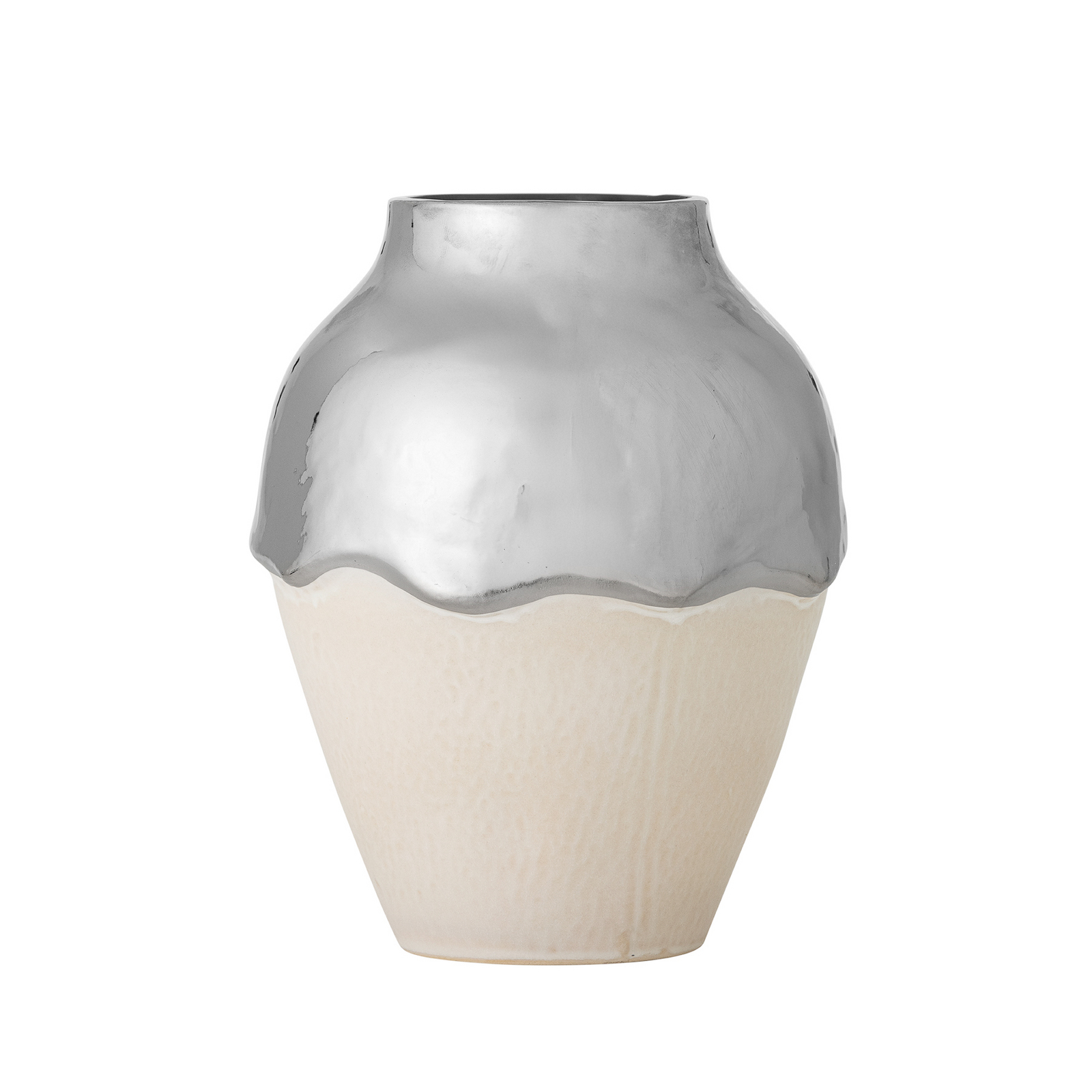 Vase Silvio, argenté, hauteur 26 cm, céramique - Bloomingville