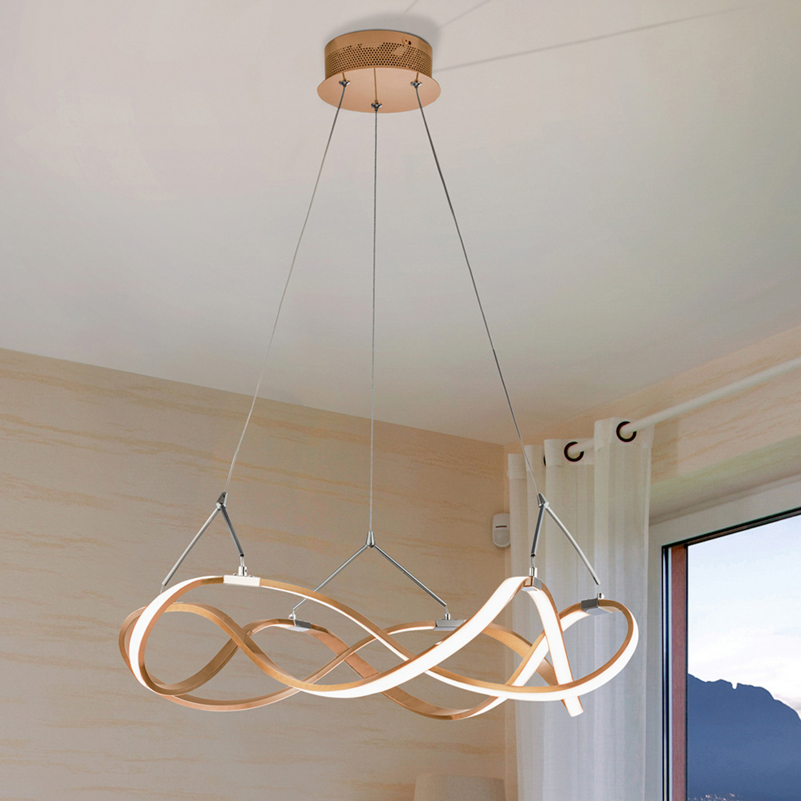 Żyrandol LED Molly, różowe złoto, Ø 53 cm, włączanie/wyłączanie