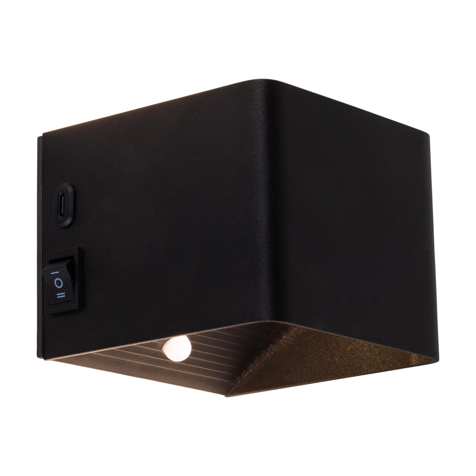 Cube LED wall light battery, magnetic, black