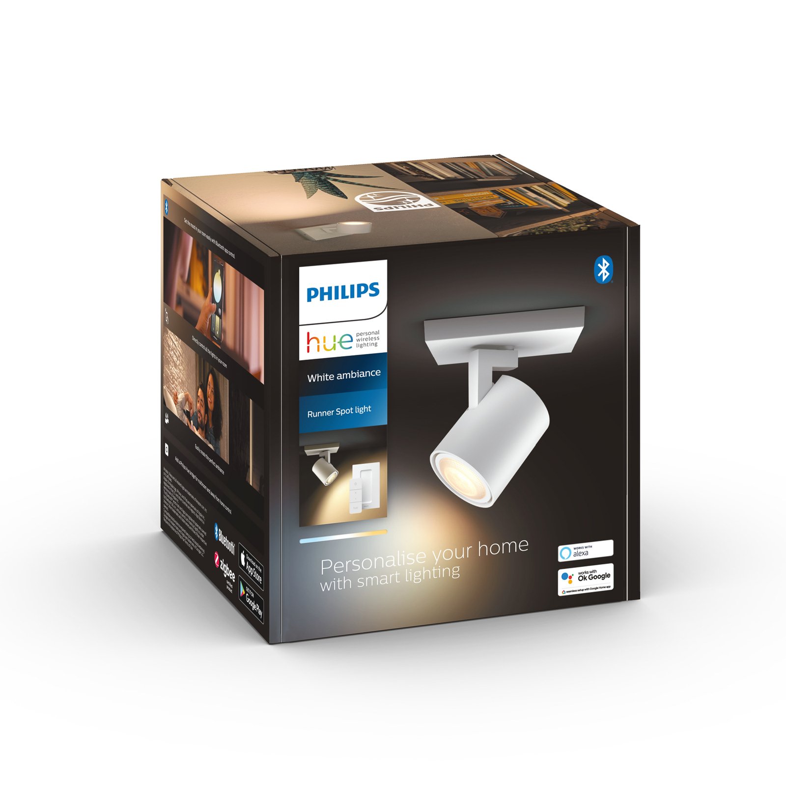 Philips Hue Runner LED-spot, 1 lyskilde, dimmerbryter, hvit