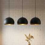 Lindby pendellampe Tarjei, lengde 120 cm, svart/gull, metall