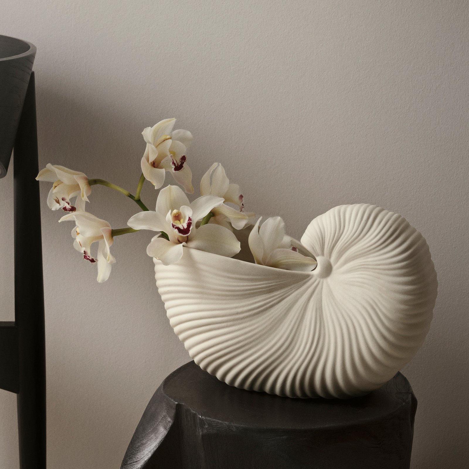 ferm LIVING Shell vāze, balta, platums 31 cm, keramika