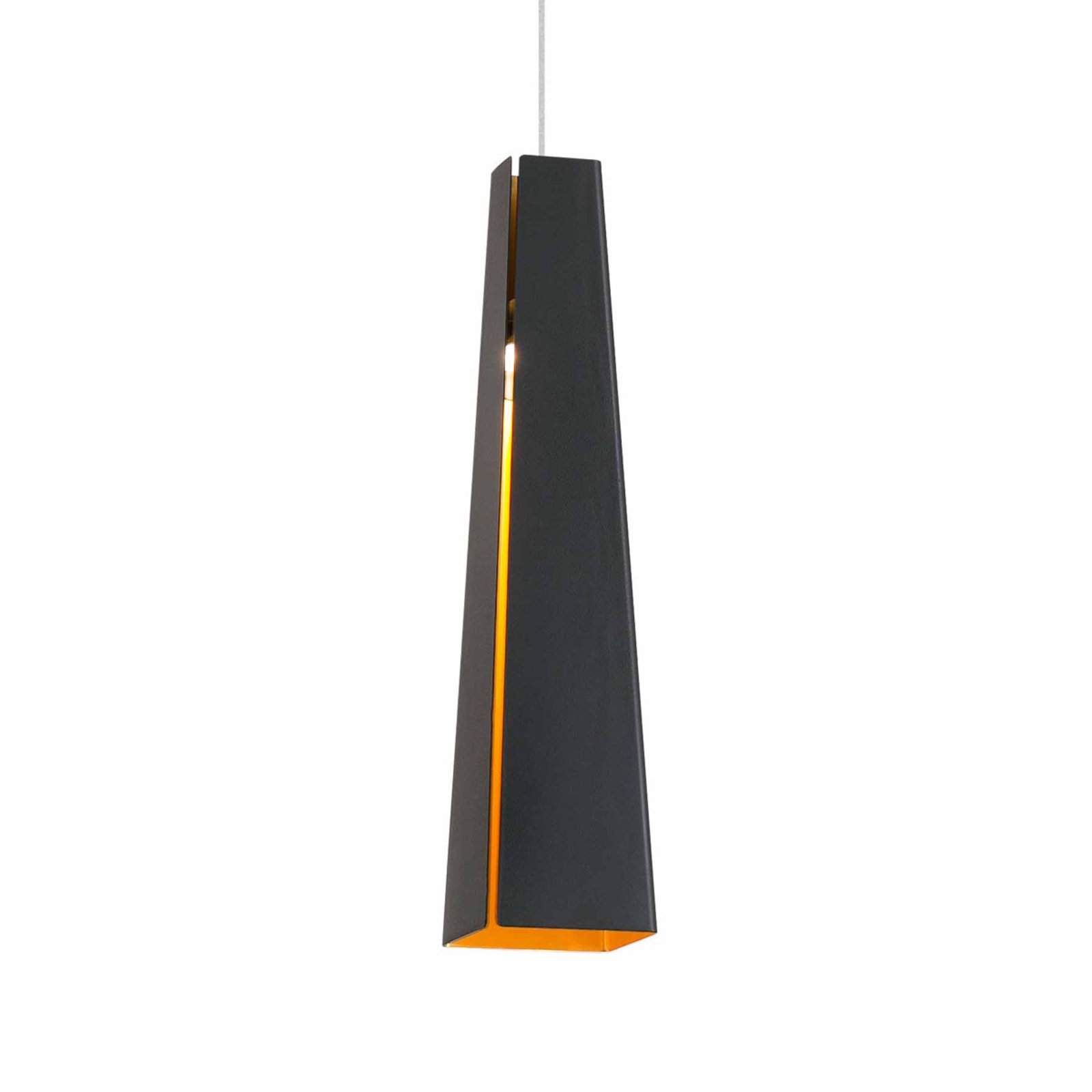 Lampă pendul din aluminiu Pluma, LED, negru-auriu