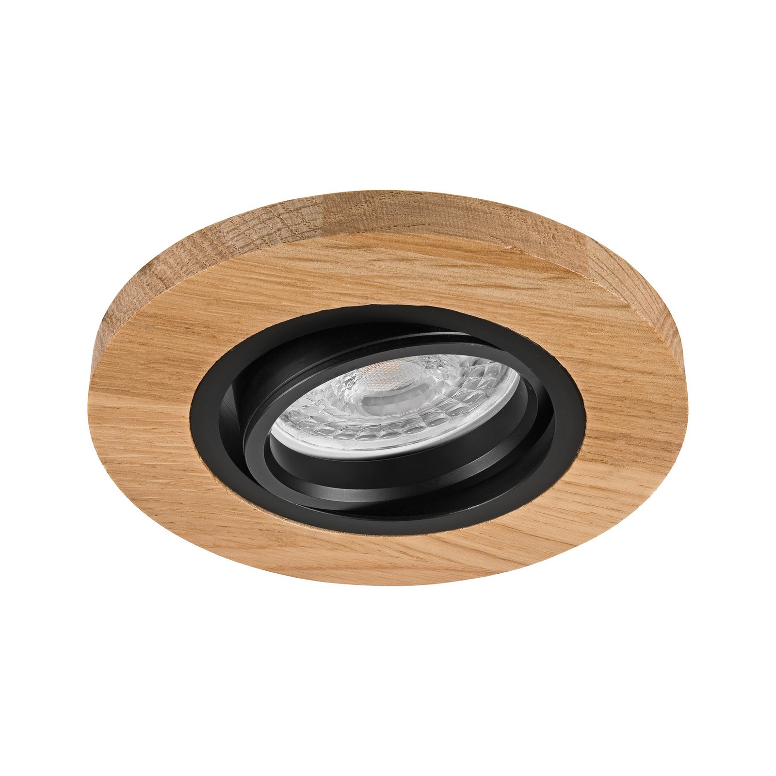 Tobby recessed ceiling light, Ø 10 cm, set of 3, oak GU10