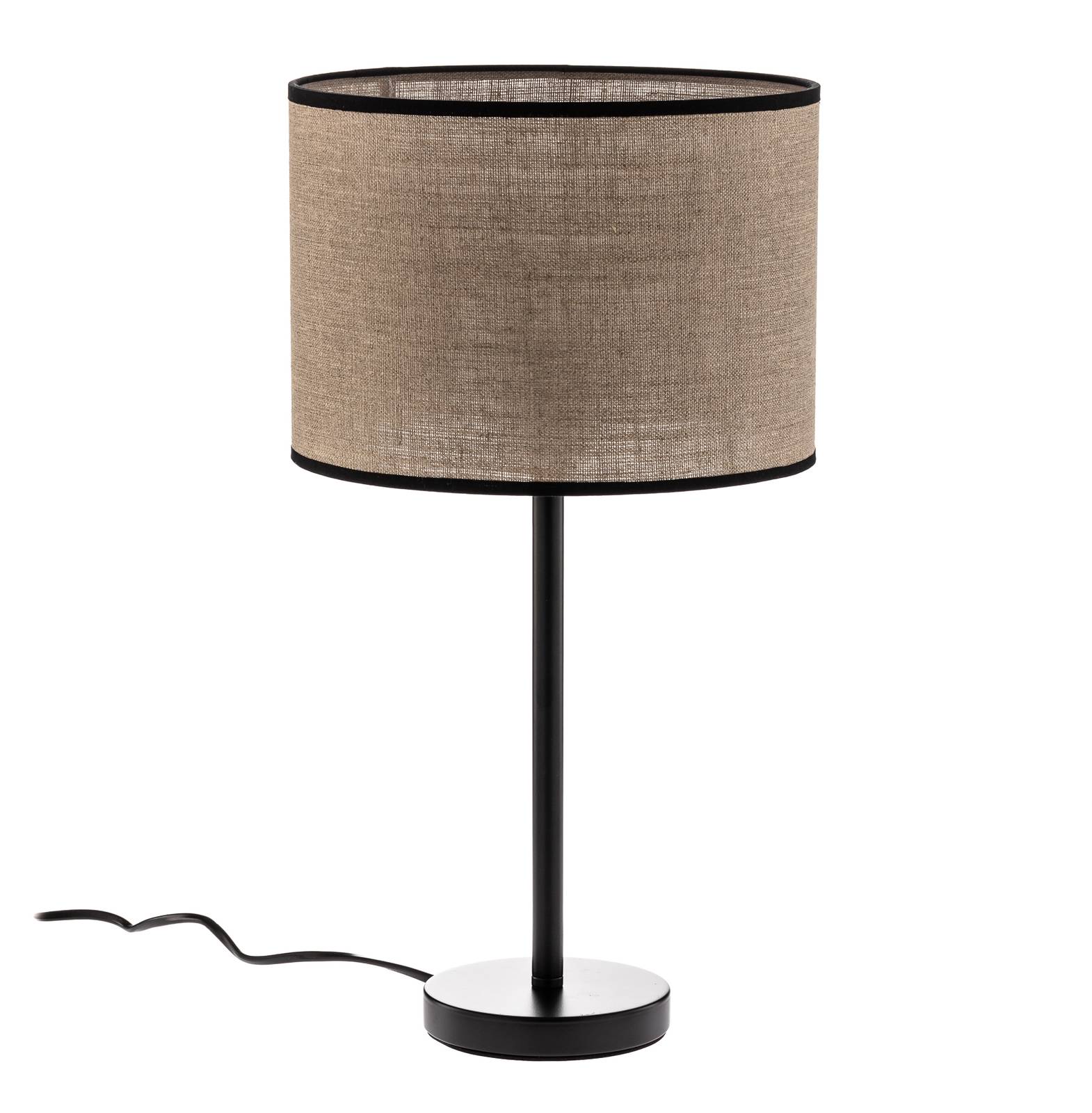 Lampe à poser Tubo abat-jour tissu beige Ø25 cm