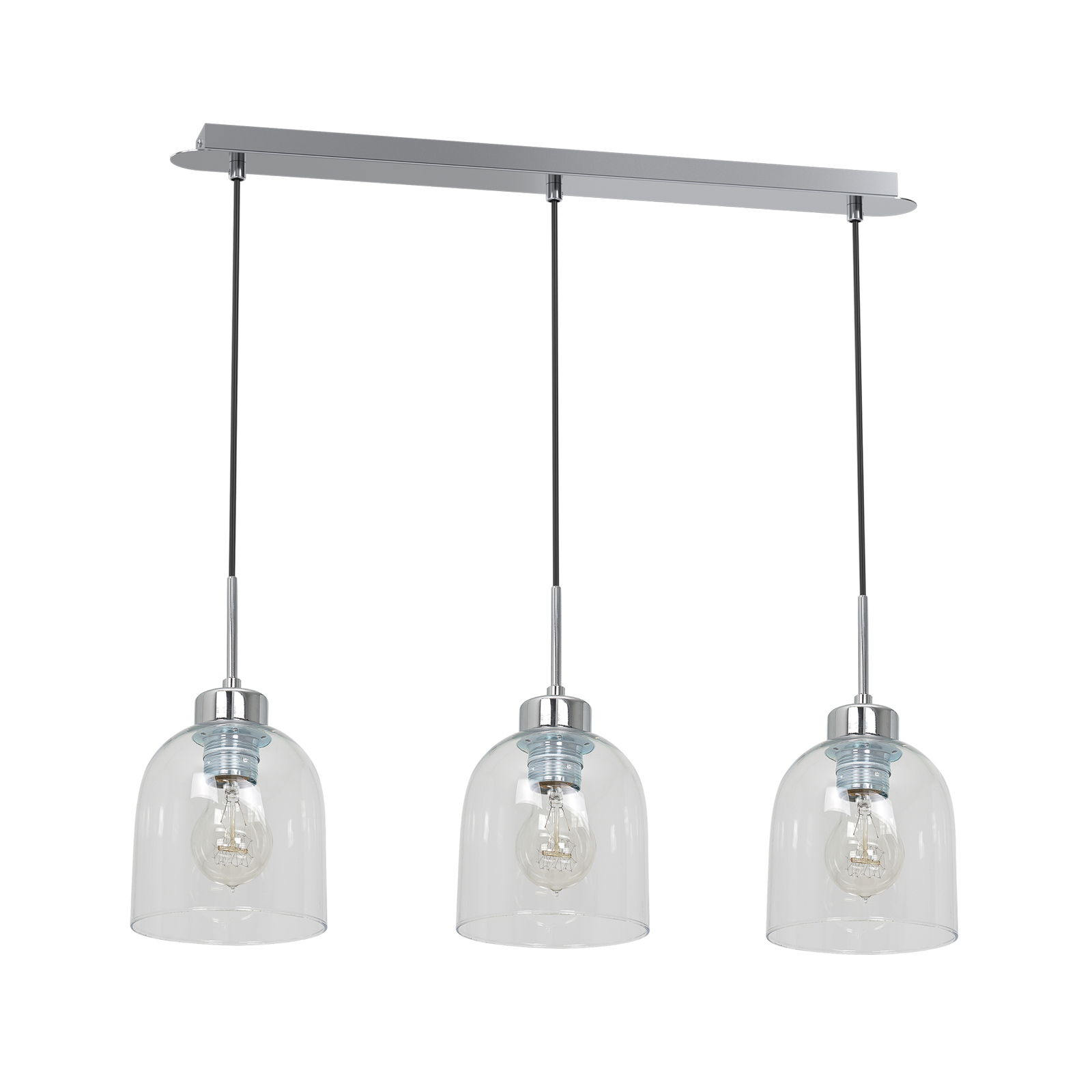 Colgante Fill, transparente/cromo, 3 luces, lineal