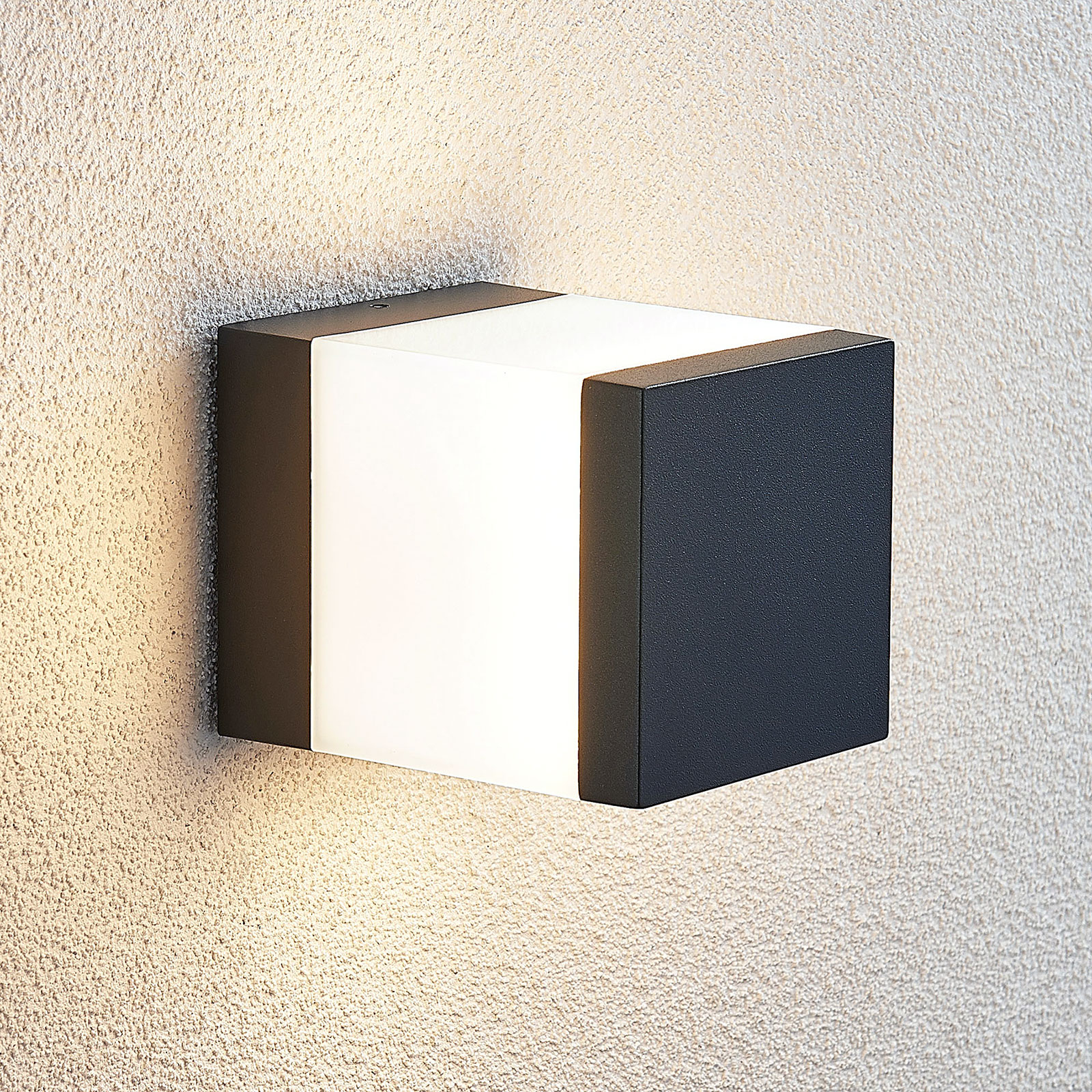 Litas LED outdoor wall light, angular, dark grey