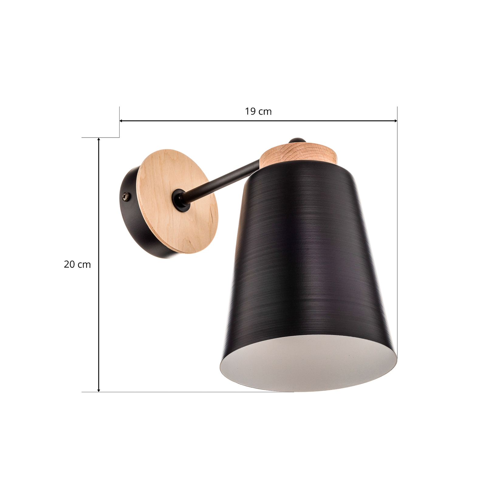 Aplique Periot K1, decoración de madera, negro