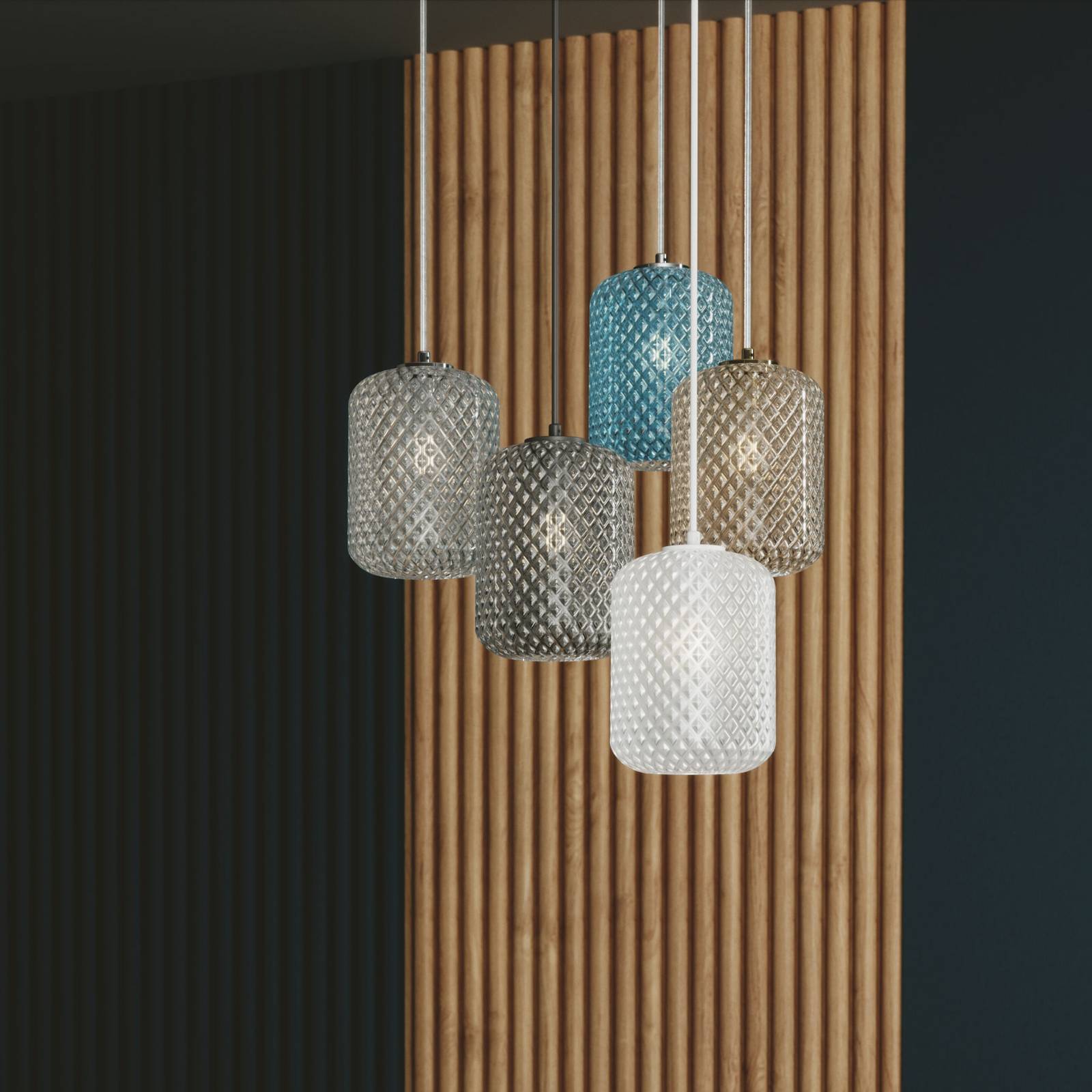 Image of Eco-Light Lampada a sospensione Ashford S15 con vetro grigio