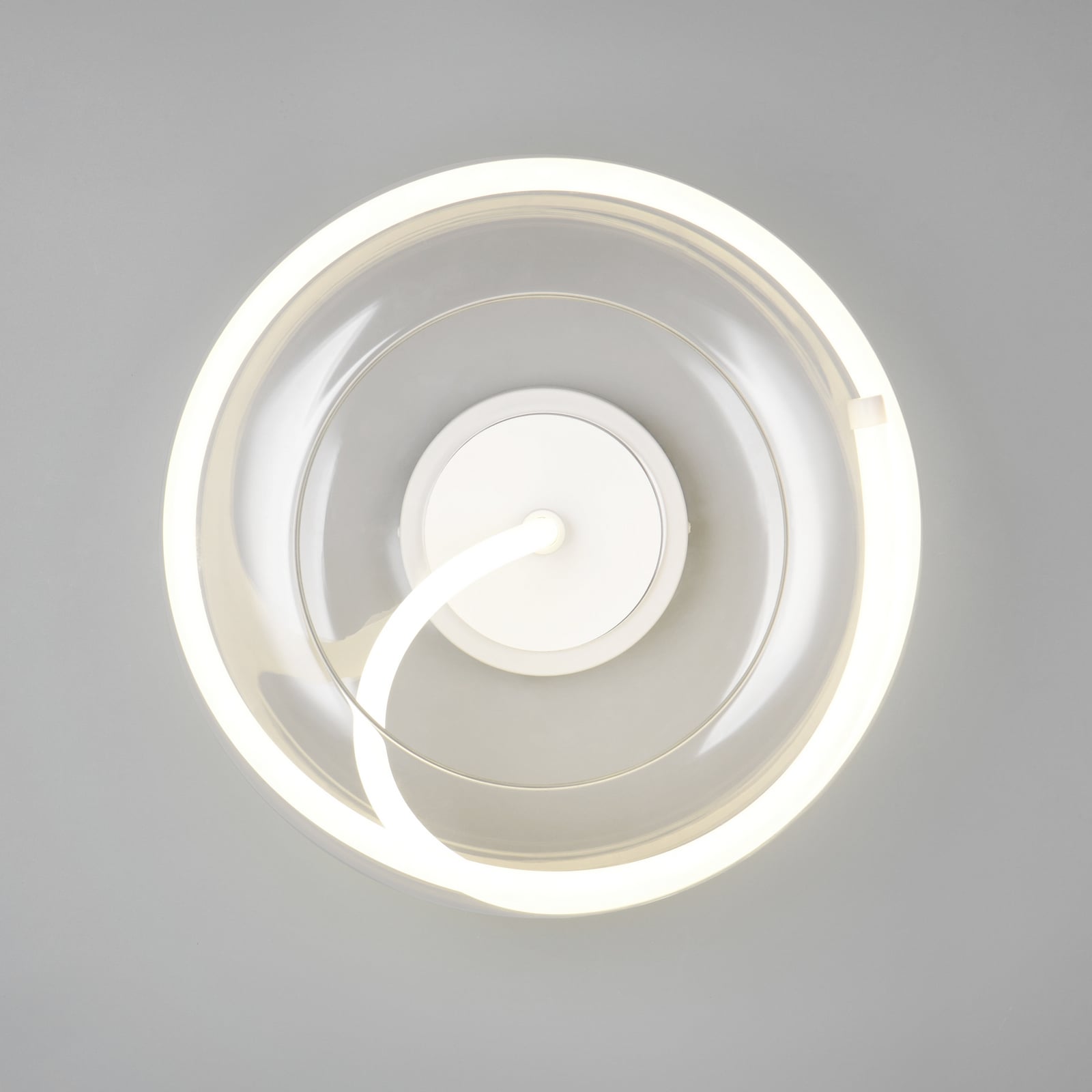 Lámpara LED de techo Tarsia, blanco mate, Ø 40 cm, cristal