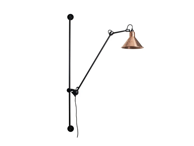Lampe Gras – 214 Vägglampa Conic Svart/Raw Koppar/Vit