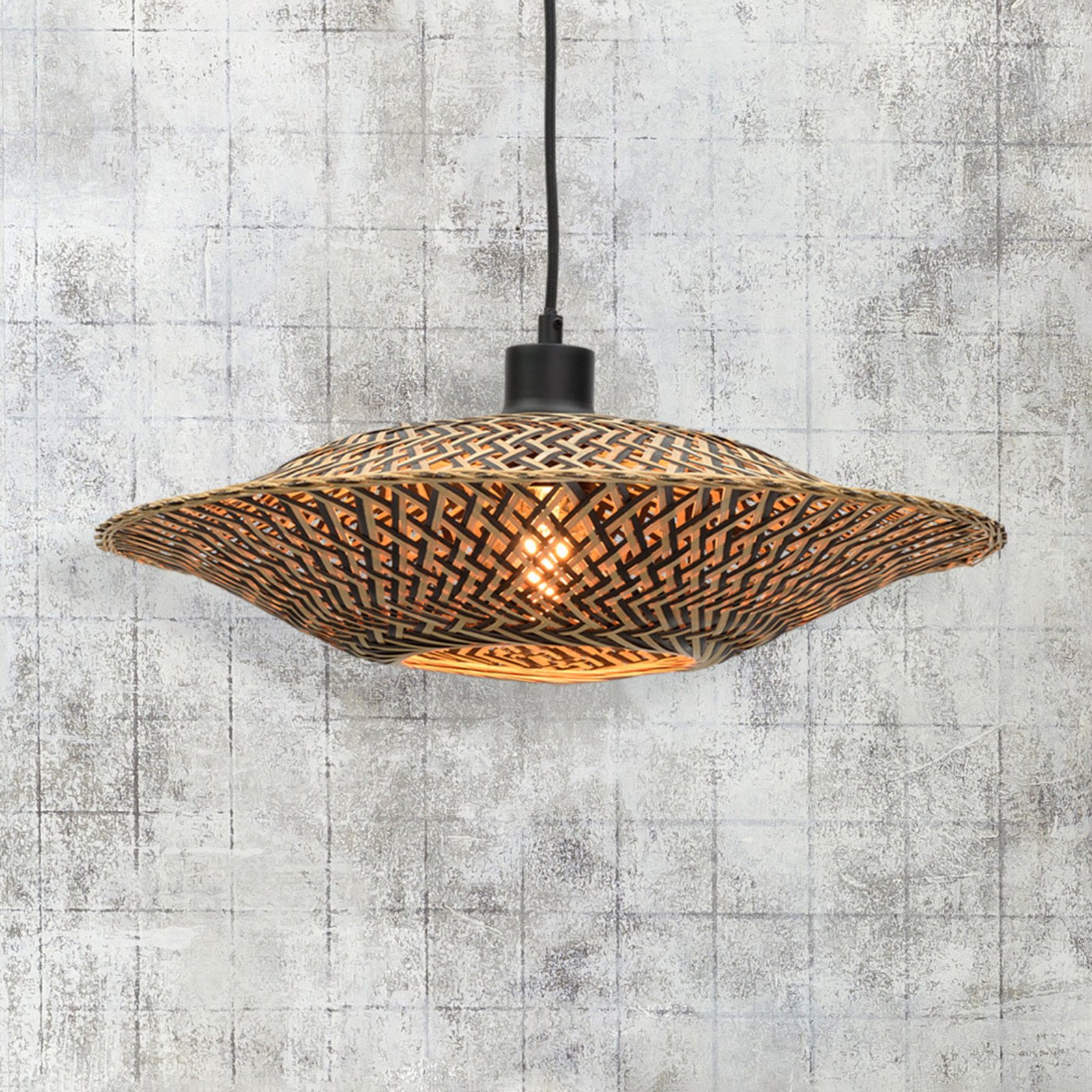 GOOD & MOJO Lampă suspendată Bali din bambus Ø 44 cm - Camera de zi / sufragerie - design - natural negru - Bamboo