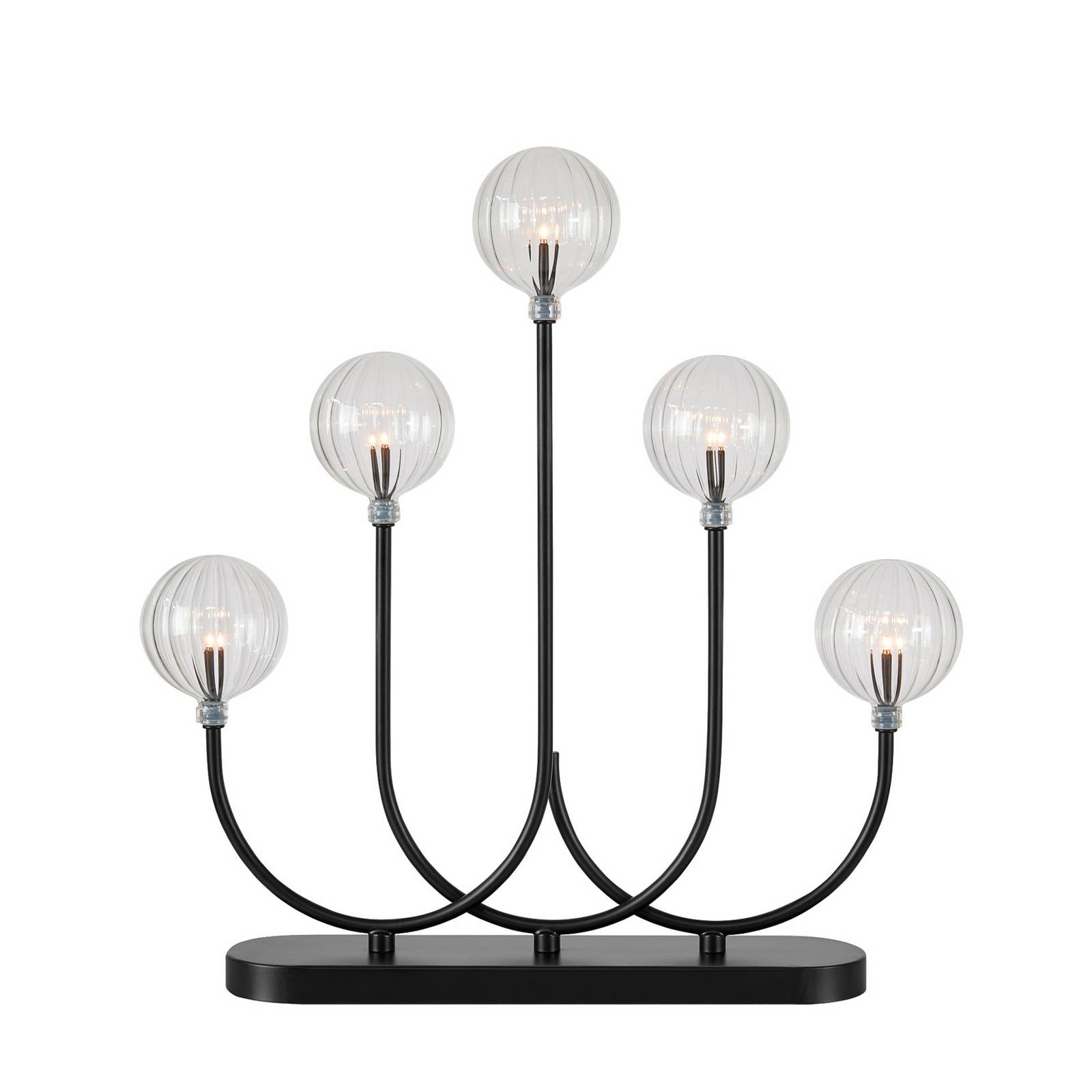 Kerzenhalter Enys, schwarz/klar, Eisen/Glas, 5-flammig, LED günstig online kaufen