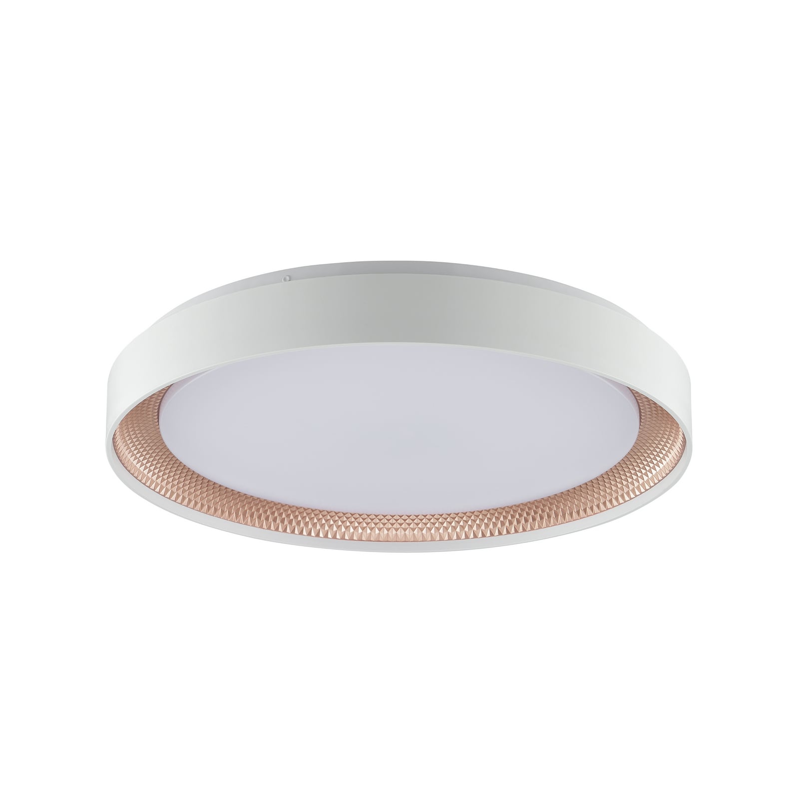 Plafón LED Waldo, blanco/oro rosa, Ø 48,5 cm, CCT, atenuable.