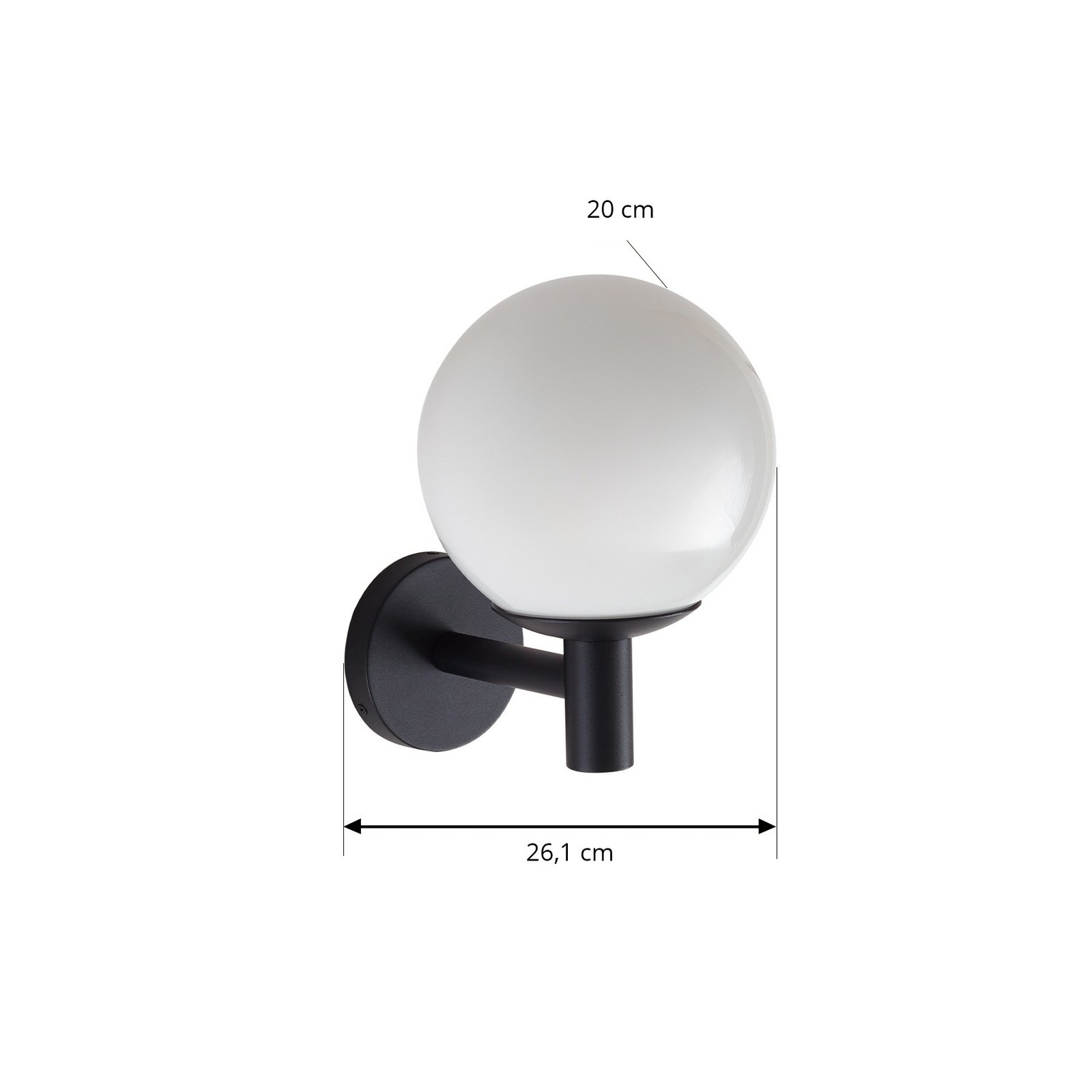 Dangan outdoor wall light Ø 20 cm white glass IP44 - Lindby Dangan outdoor wall light Ø 20 cm white glass IP44 - Lindby