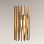 Fabbian Stick Holz-Hängeleuchte, zylindrisch
