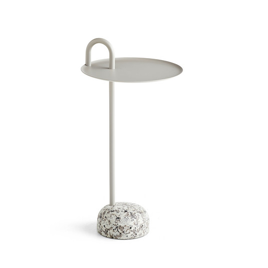 Mesita auxiliar Bowler, beige, altura 70,5 cm, granito/acero - HAY