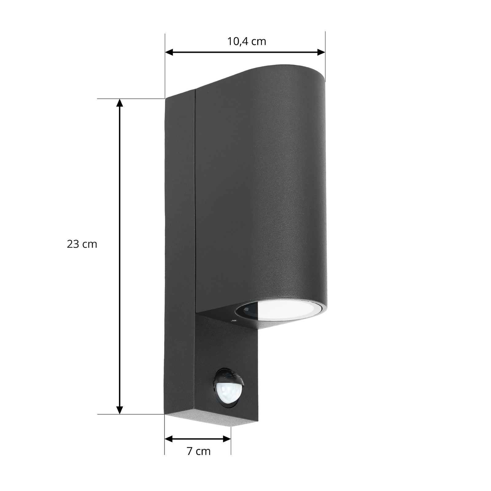 Prios outdoor wall light Tetje, black, round, sensor, set of 2