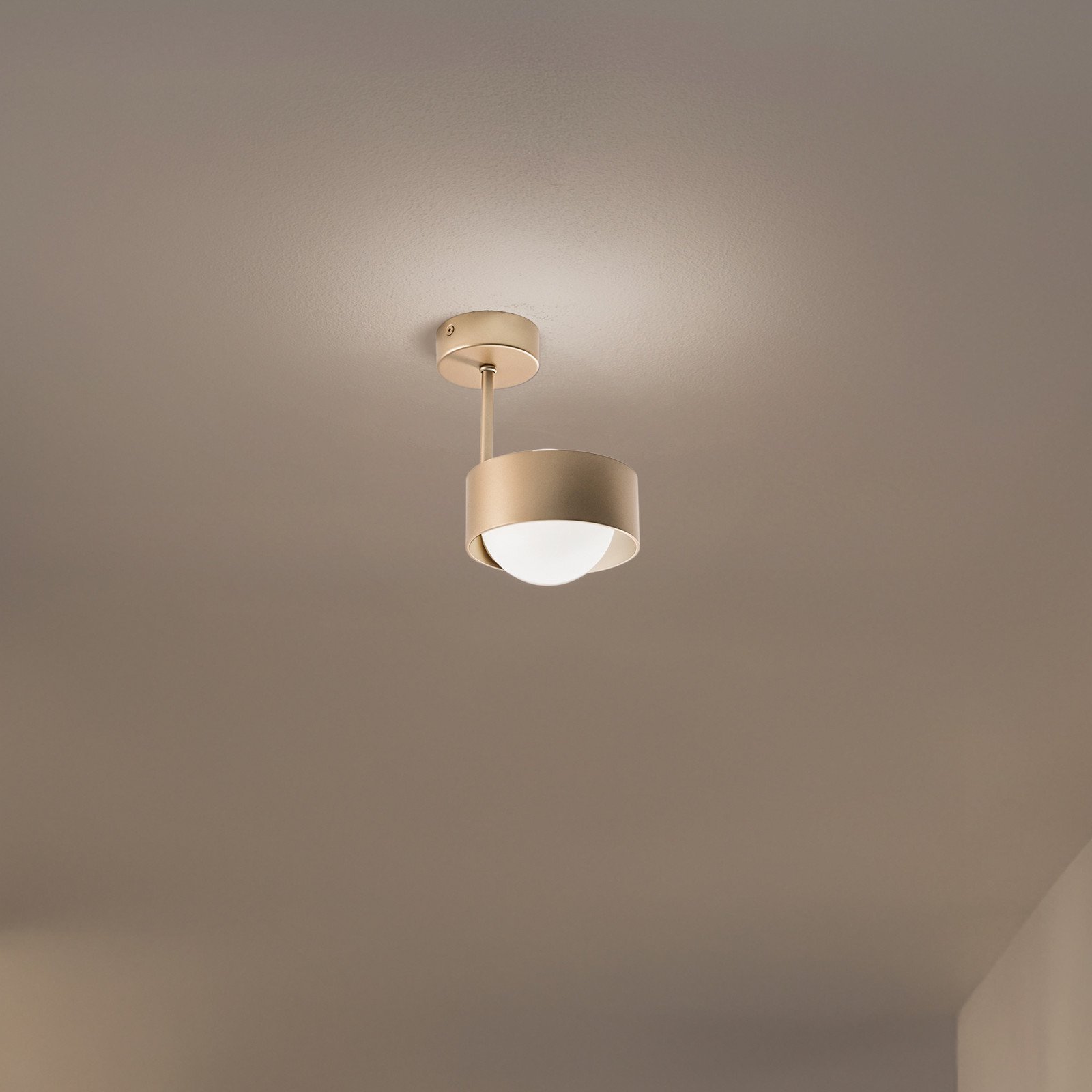 Euluna Plachetă plafonieră Mado sticlă opală/alamă 1 bec - Camera de zi / sufragerie - Modern - alamă opal - Metal