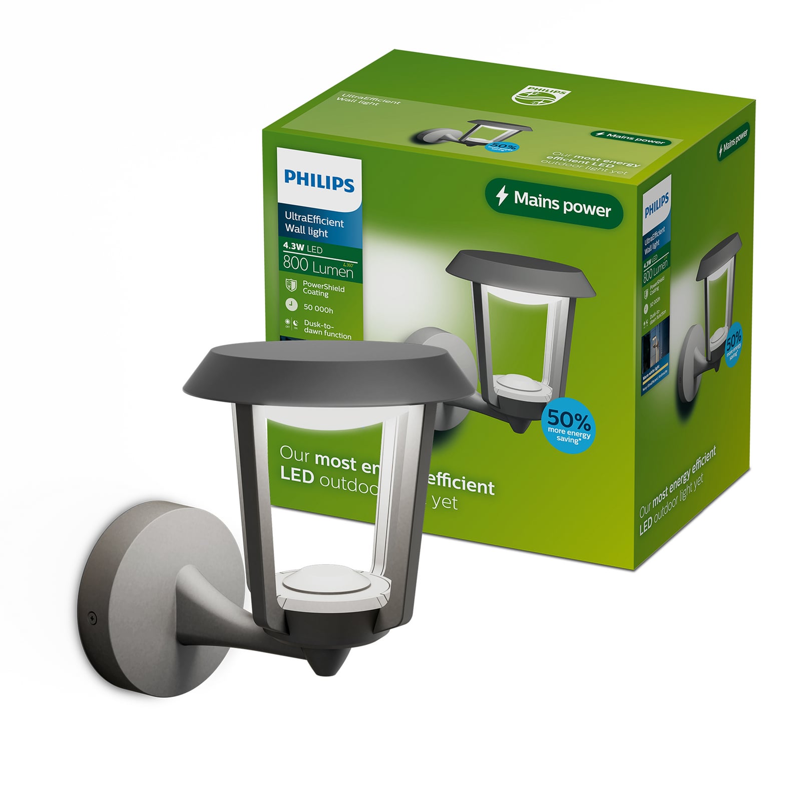 Philips Nuvy LED kültéri fali világítás, antracit, fém, IP44 Philips Nuvy LED kültéri fali világítás, antracit, fém, IP44
