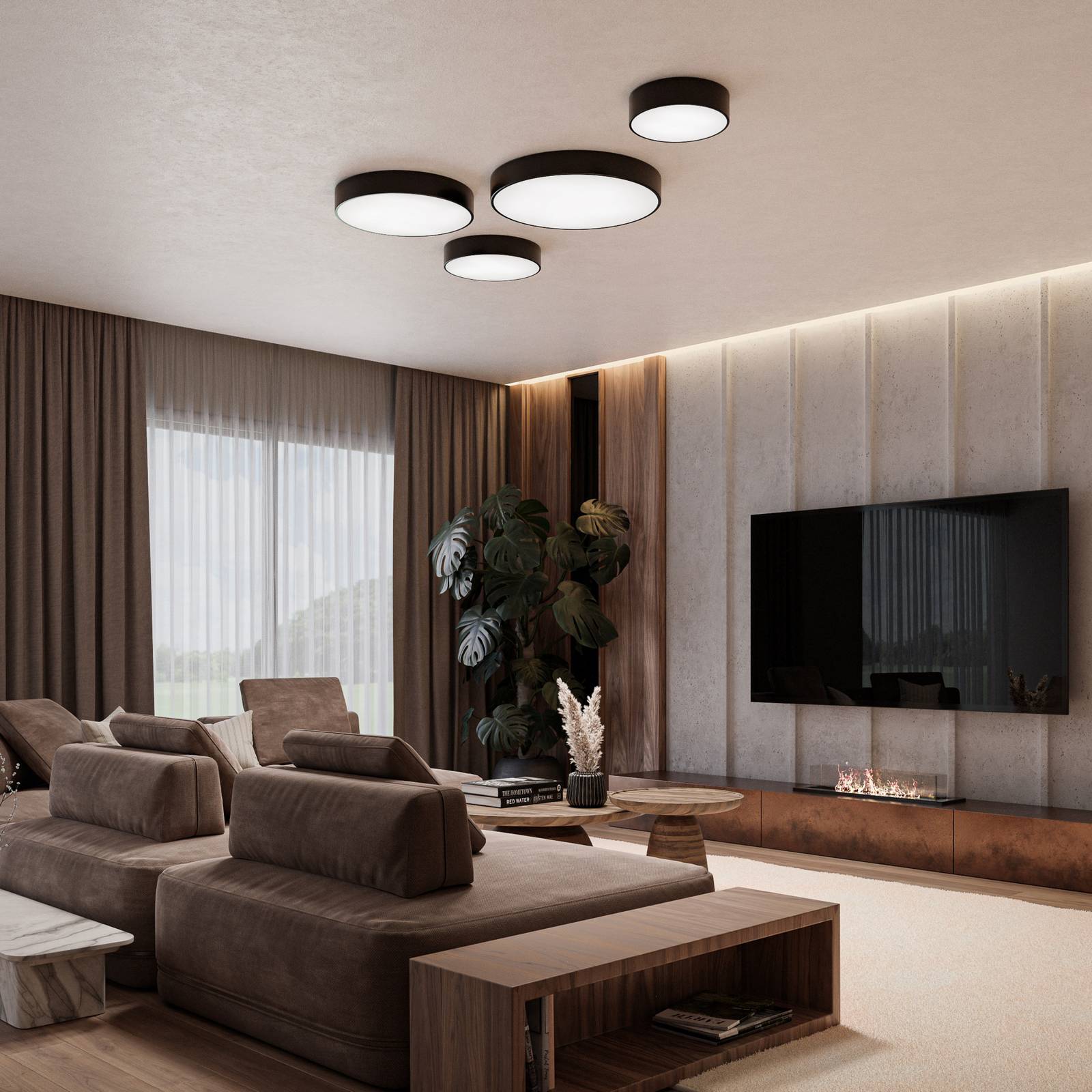 Deckenlampe Cleo 200, schwarz, Sensor, IP20, Ø 20 cm, E27 günstig online kaufen