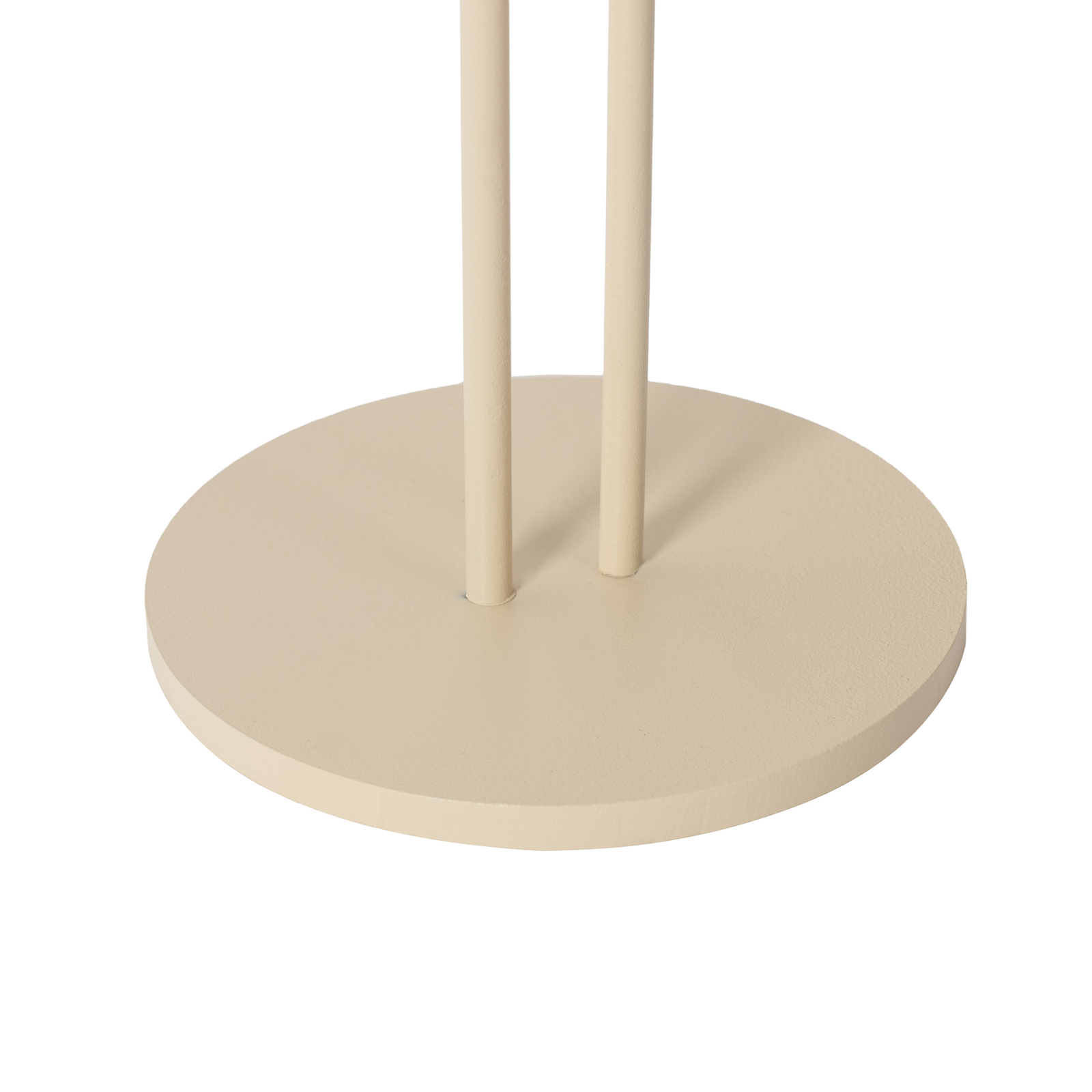 Lámpara de mesa Lindby LED recargable Janea, de dos patas, beige, metal