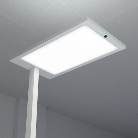 LED-Büro-Stehlampe Almira mit Dimmer, silber