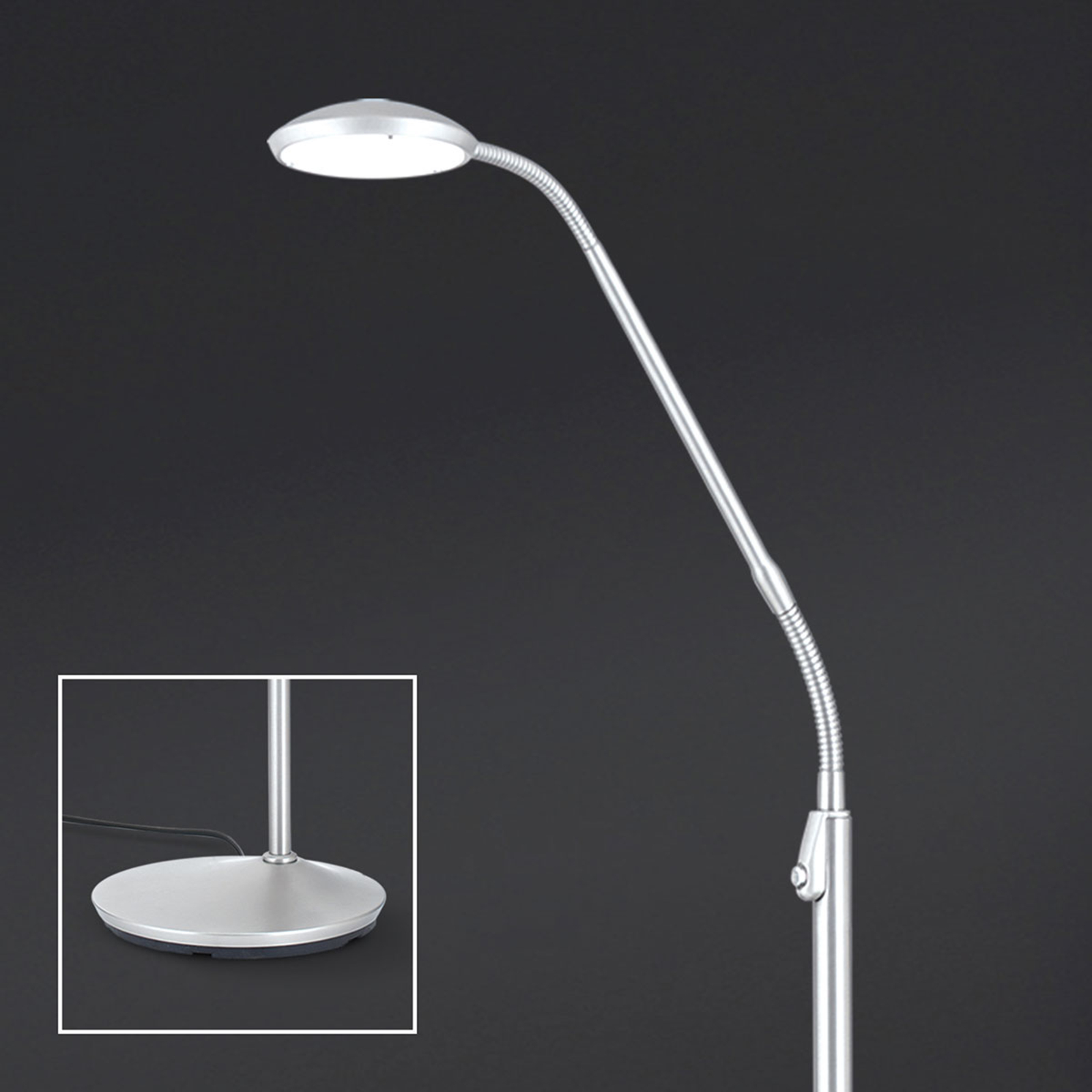 Nickelfärgad LED-golvlampa Cobra 1 lampa
