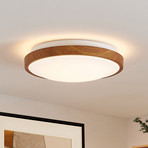 Lindby Mynte LED-Deckenleuchte, rund, Holzoptik