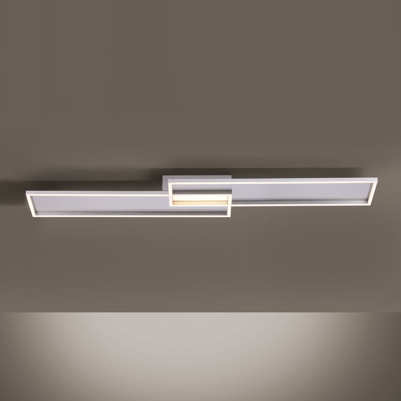 Amara LED-loftlampe, 2 rektangler, sølv
