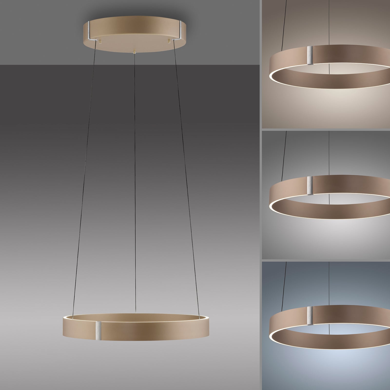 E-Clipse LED-Hängelampe, bronce, Ø 50 cm, CCT - PURE E-Clipse LED-Hängelampe, bronce, Ø 50 cm, CCT - PURE