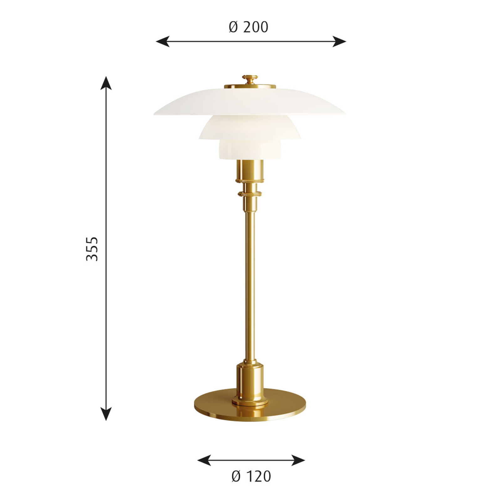 Louis Poulsen PH 2/1 table lamp brass and white