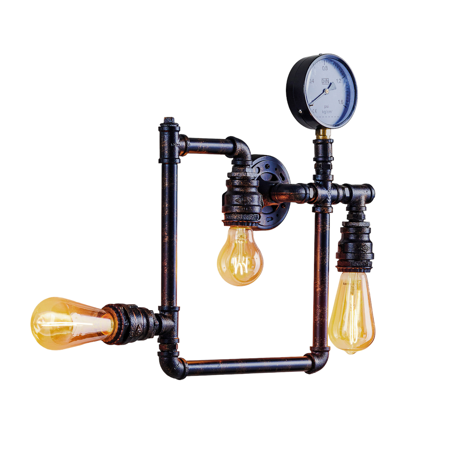 Wandlamp Amarcord, roestbruin, 3-lamps