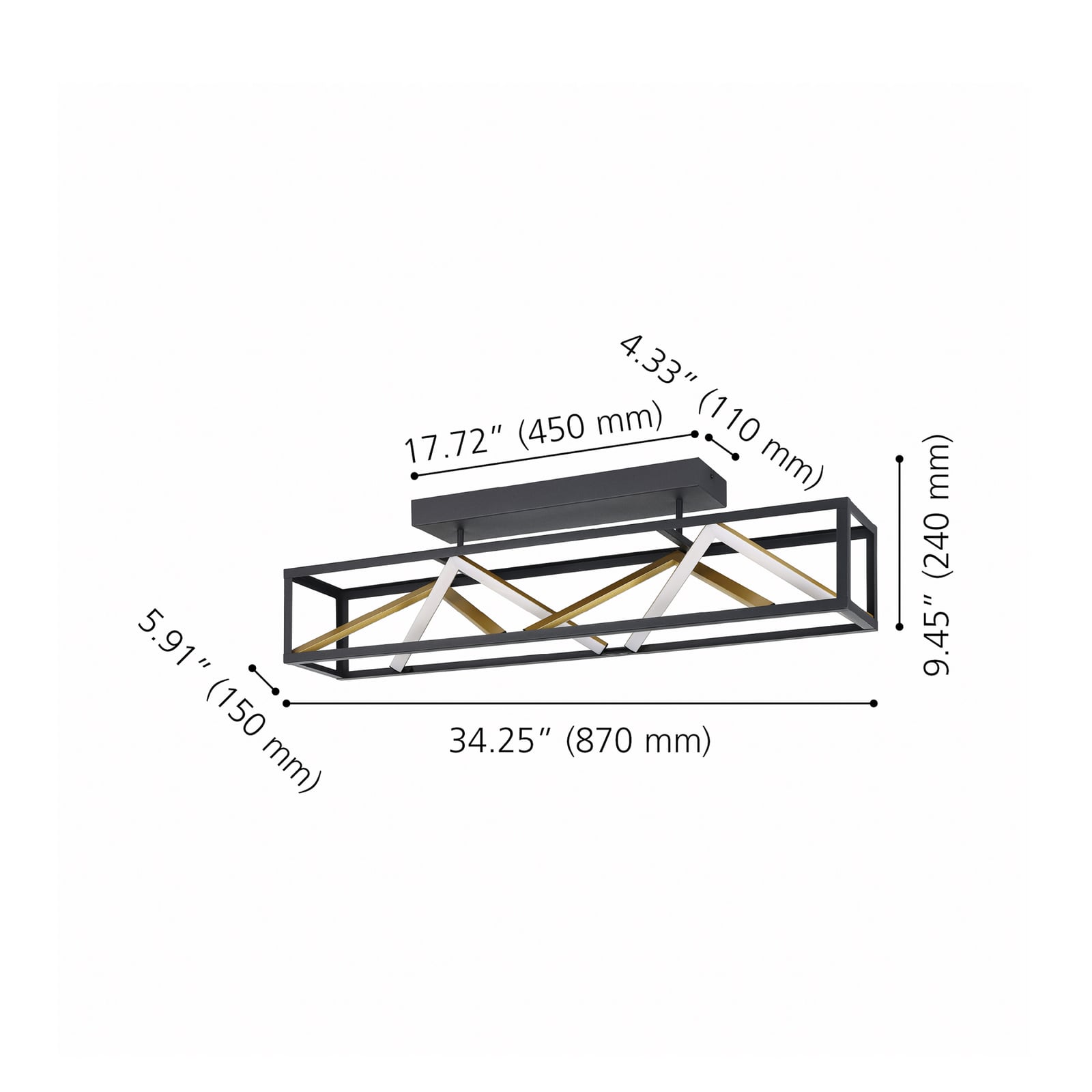 Plafonnier Penela noir/doré 87 cm CCT - Stars of Light
