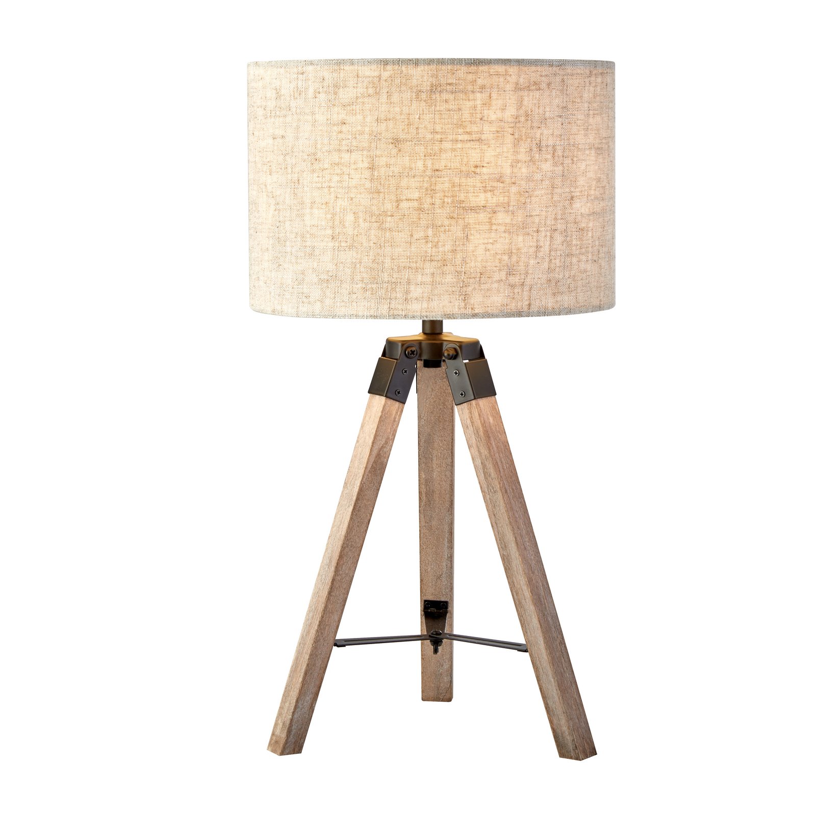 Tafellamp Fynriel, beige, hout/textiel, driepoot, 35 cm