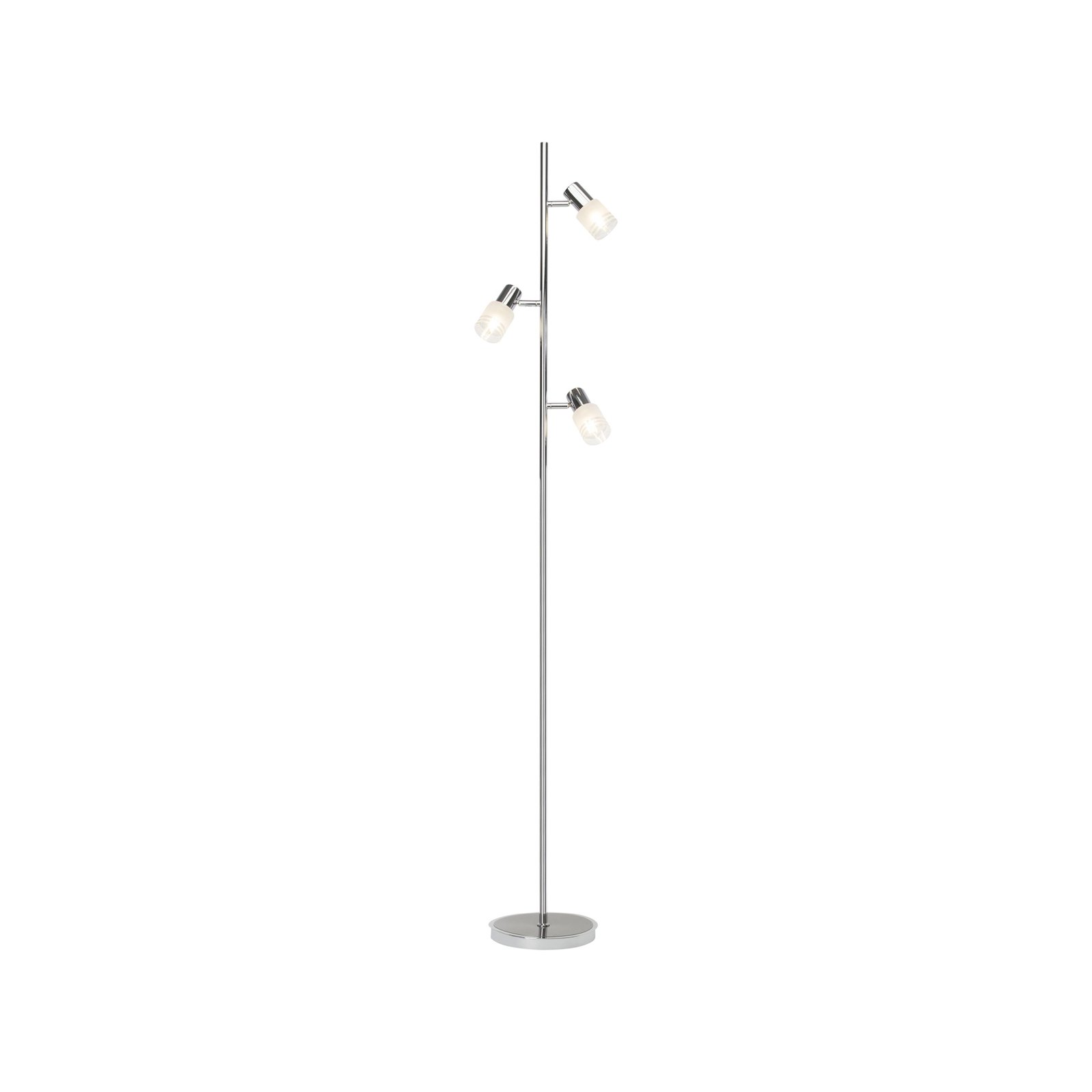 LED stojacia lampa Lea, výška 157,5 cm, chróm, 3 svetlá, kov