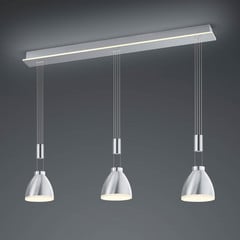 Lampada LED sospensione Leni, 3 luci, nichel satin