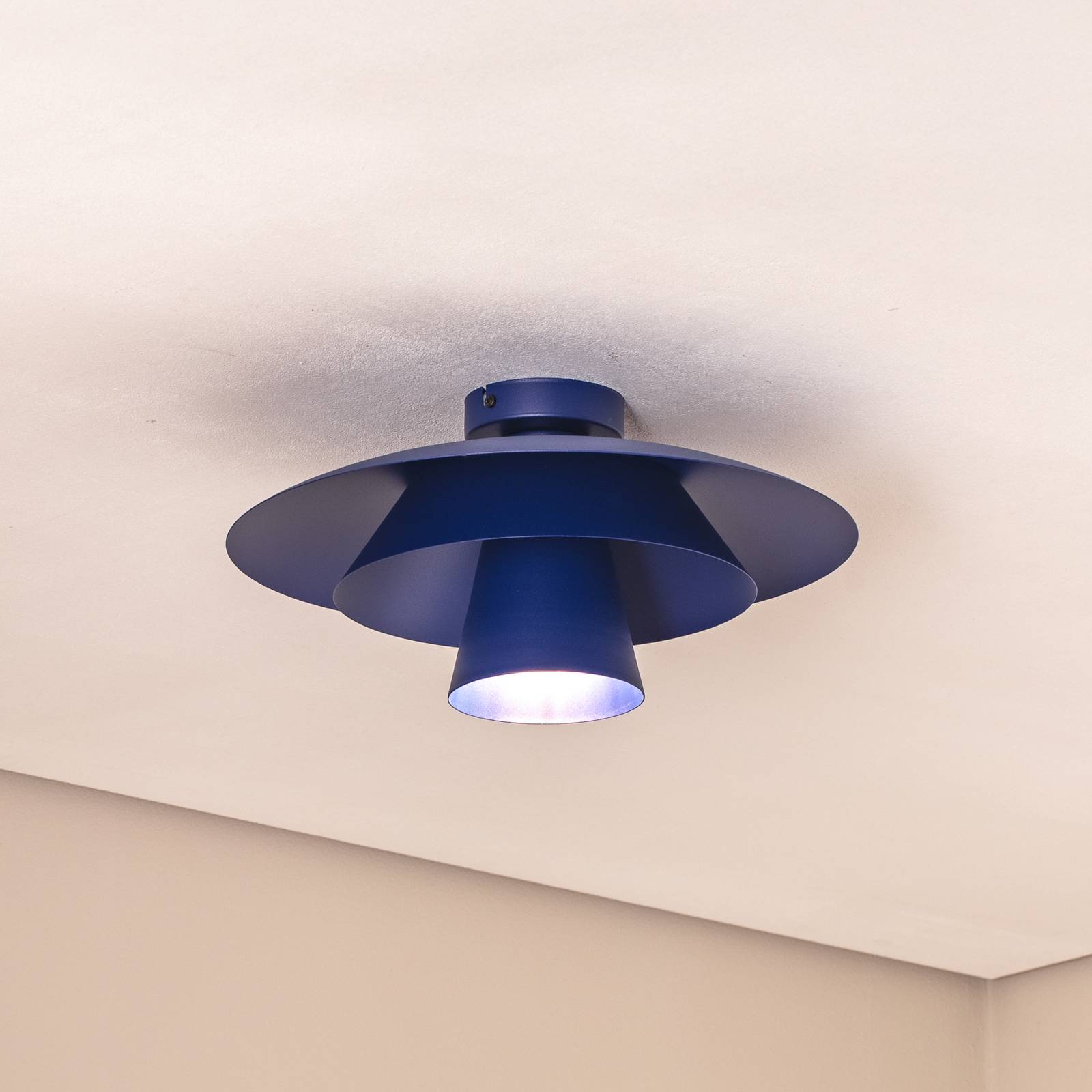 Lampa sufitowa Plato, ciemnoniebieska, metal, Ø 38 cm, E27